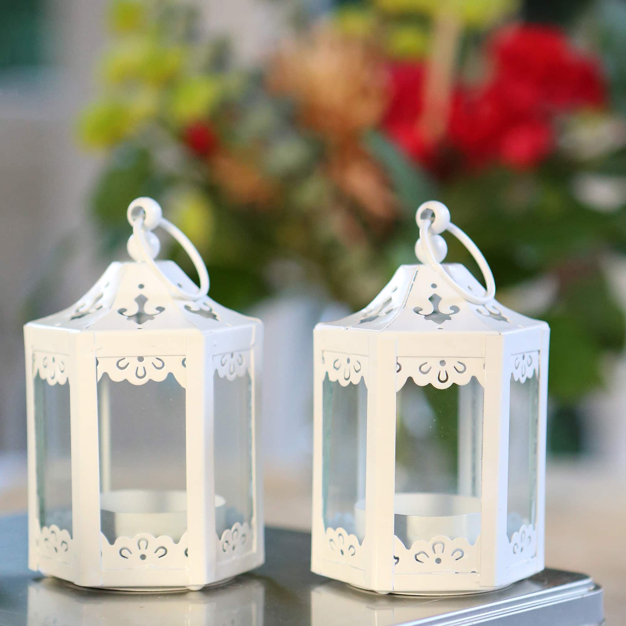 Kate Aspen® White Hexagon Mini Metal Lantern, 6ct.