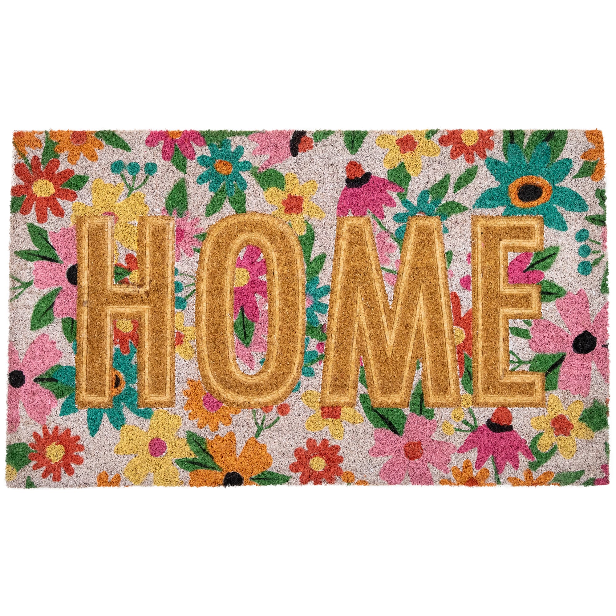 Pink & Orange Floral Home Doormat
