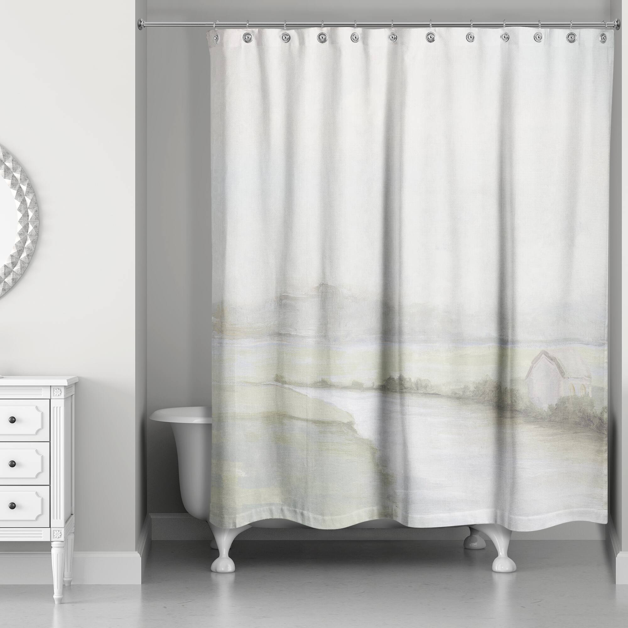 Foggy Calm Landscape 71" x 74" Shower Curtain