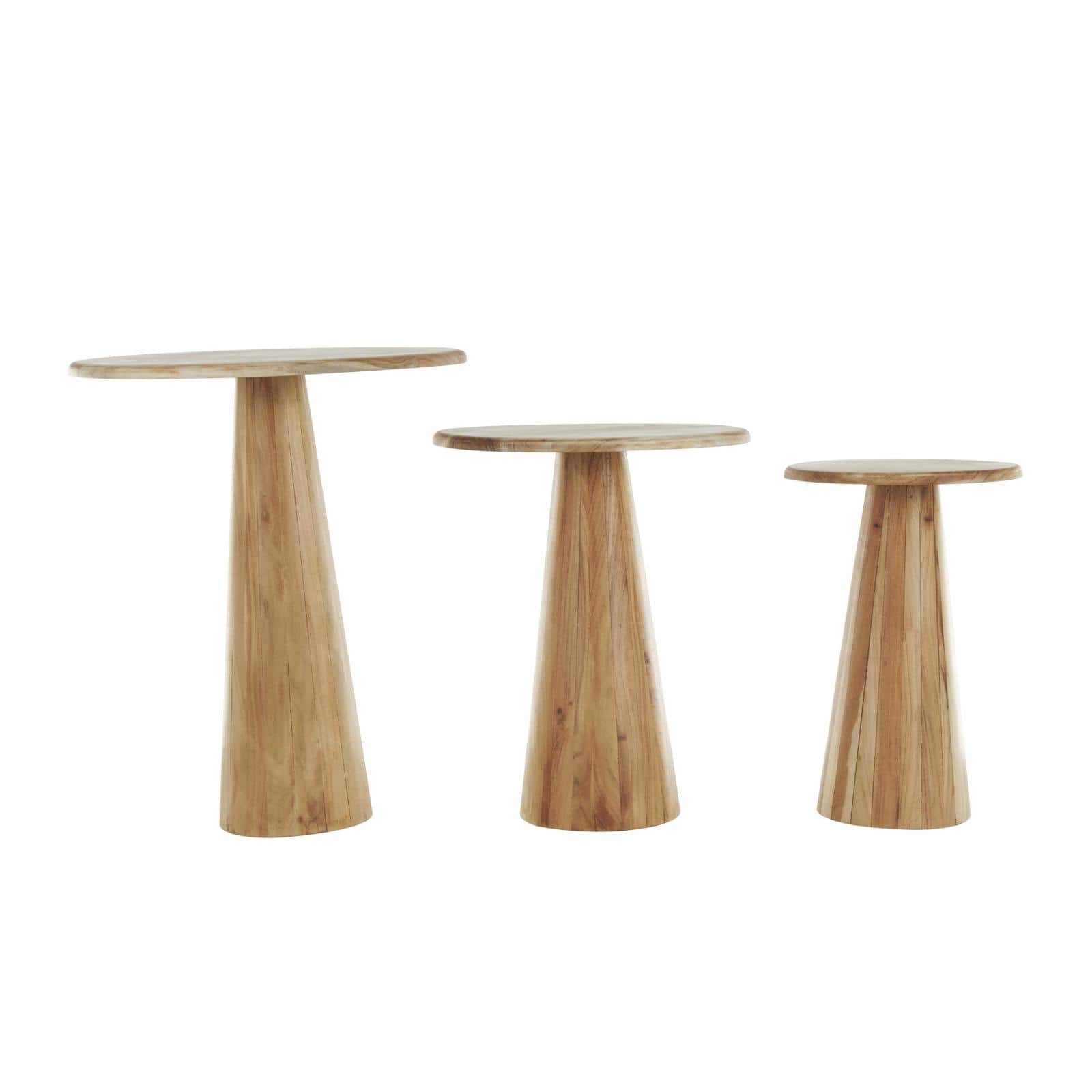 Light Brown Wood Side End Accent Tables Set