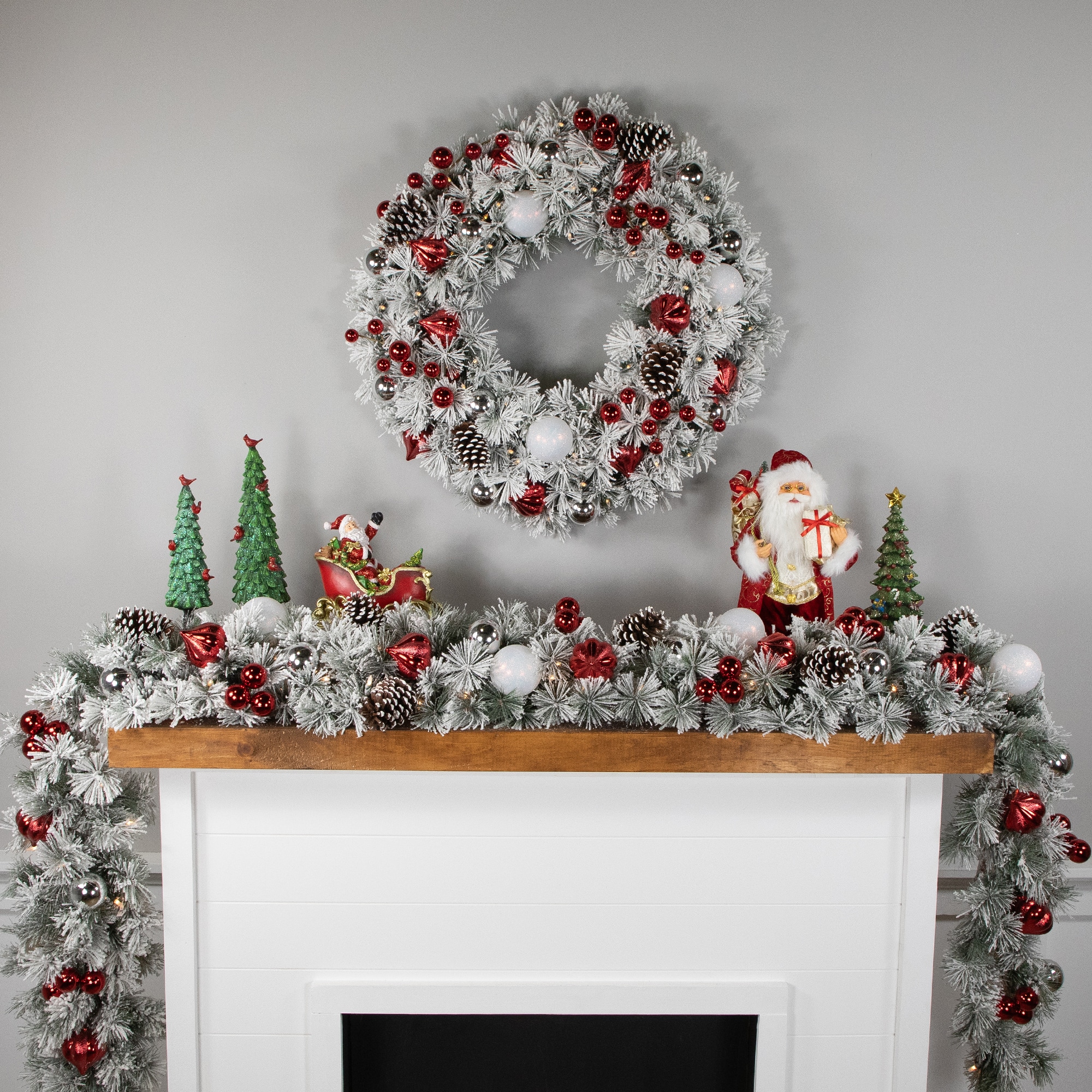 9ft. Pre-Lit Snowy Bristle Pine Artificial Christmas Garland