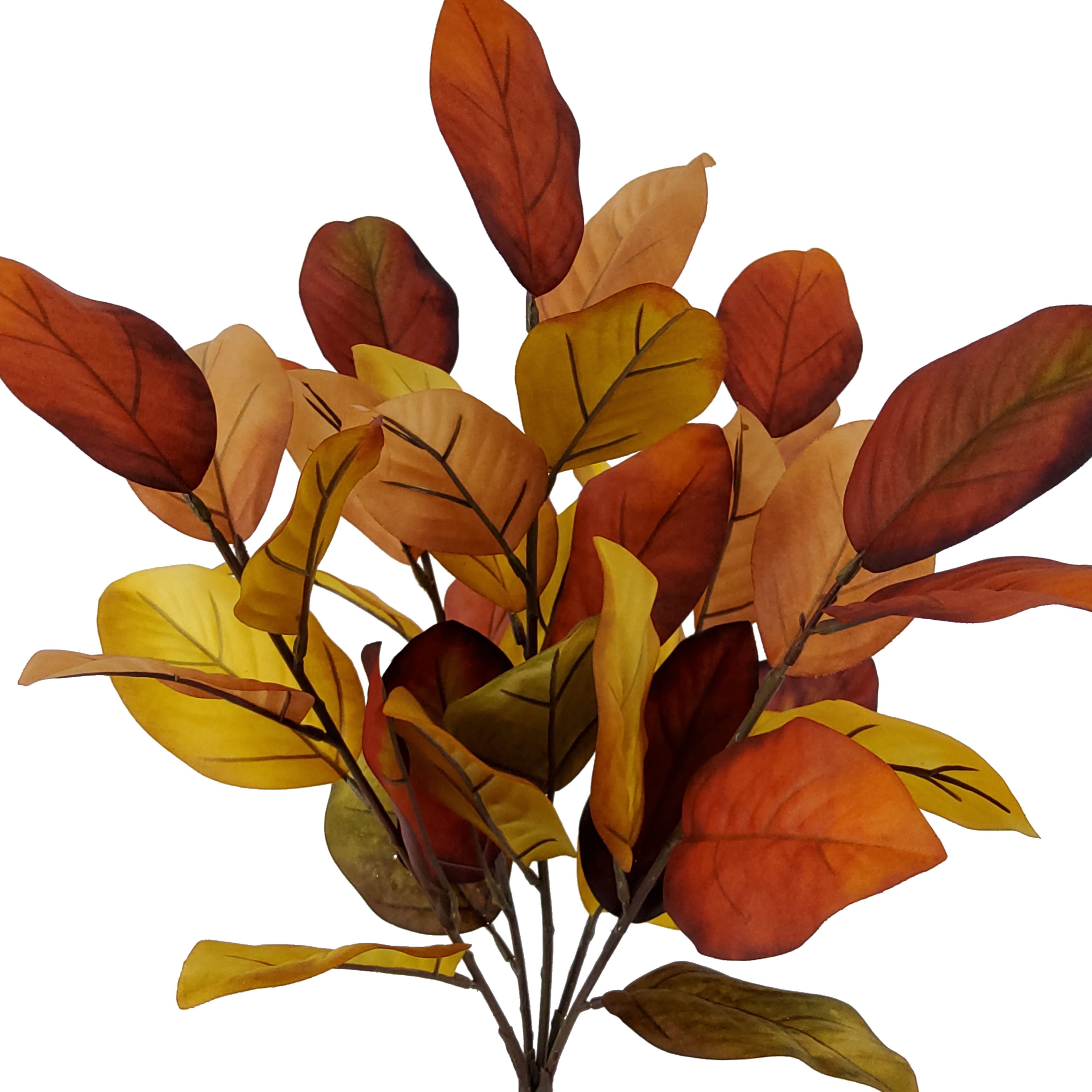 19.5" Yellow & Brown Magnolia Leaves Bush by Ashland®