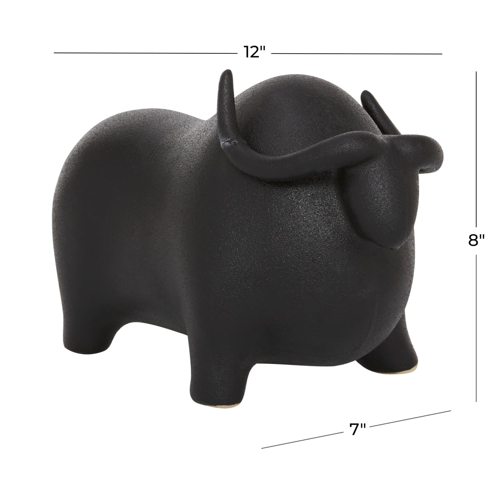 12" Black Contemporary Bull Sculpture