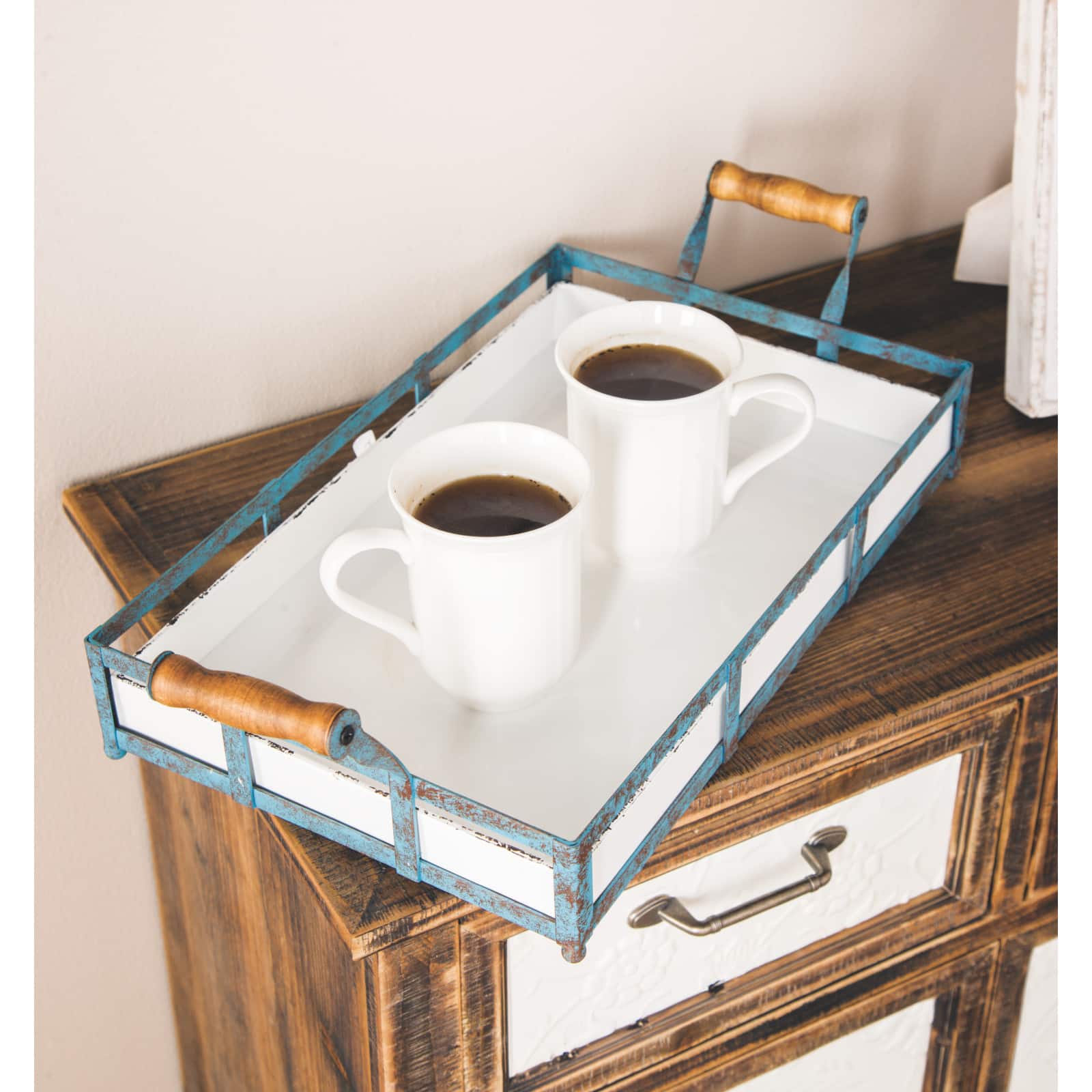 Blue Metal Farmhouse Tray Set