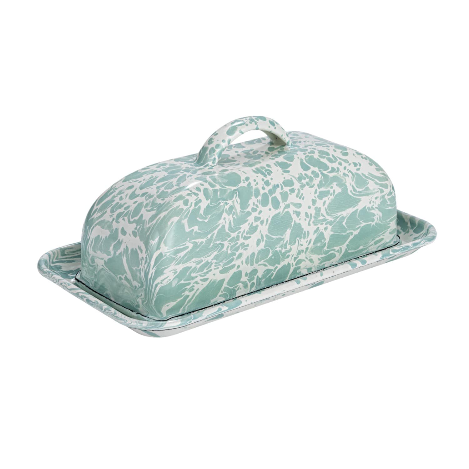 Hello Honey® 8" Blue & White Enameled Splatterware Butter Dish