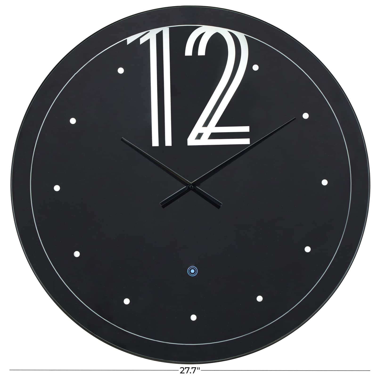 28" Multicolored Glass LED Decorative Wall Clock with Black Clocks Hands & White Numbers