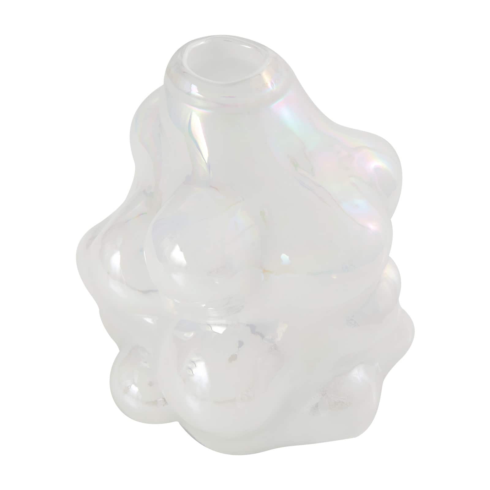 8" Clear Abstract Handmade Bubble Glass Vase
