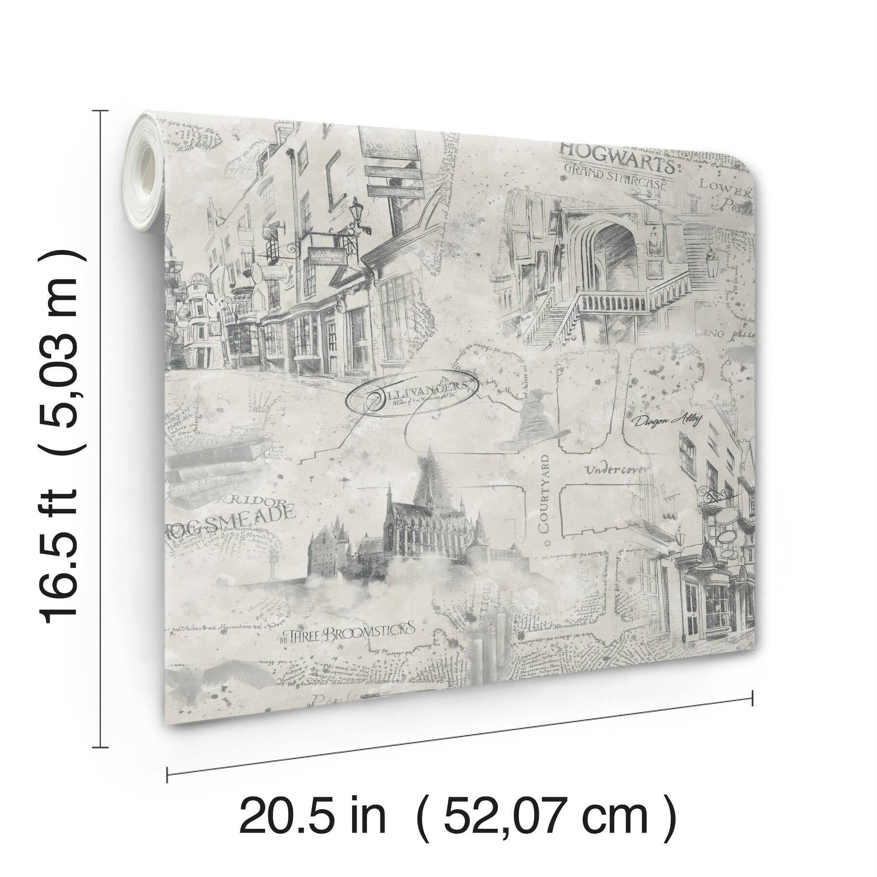 RoomMates Taupe Harry Potter Map Peel & Stick Wallpaper