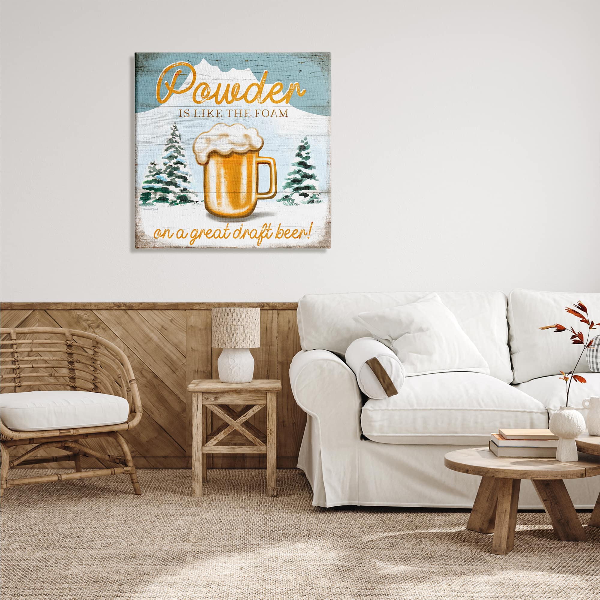 Stupell Industries Powder Like Foam Phrase Winter Mountain Beer Glass Canvas Wall Art