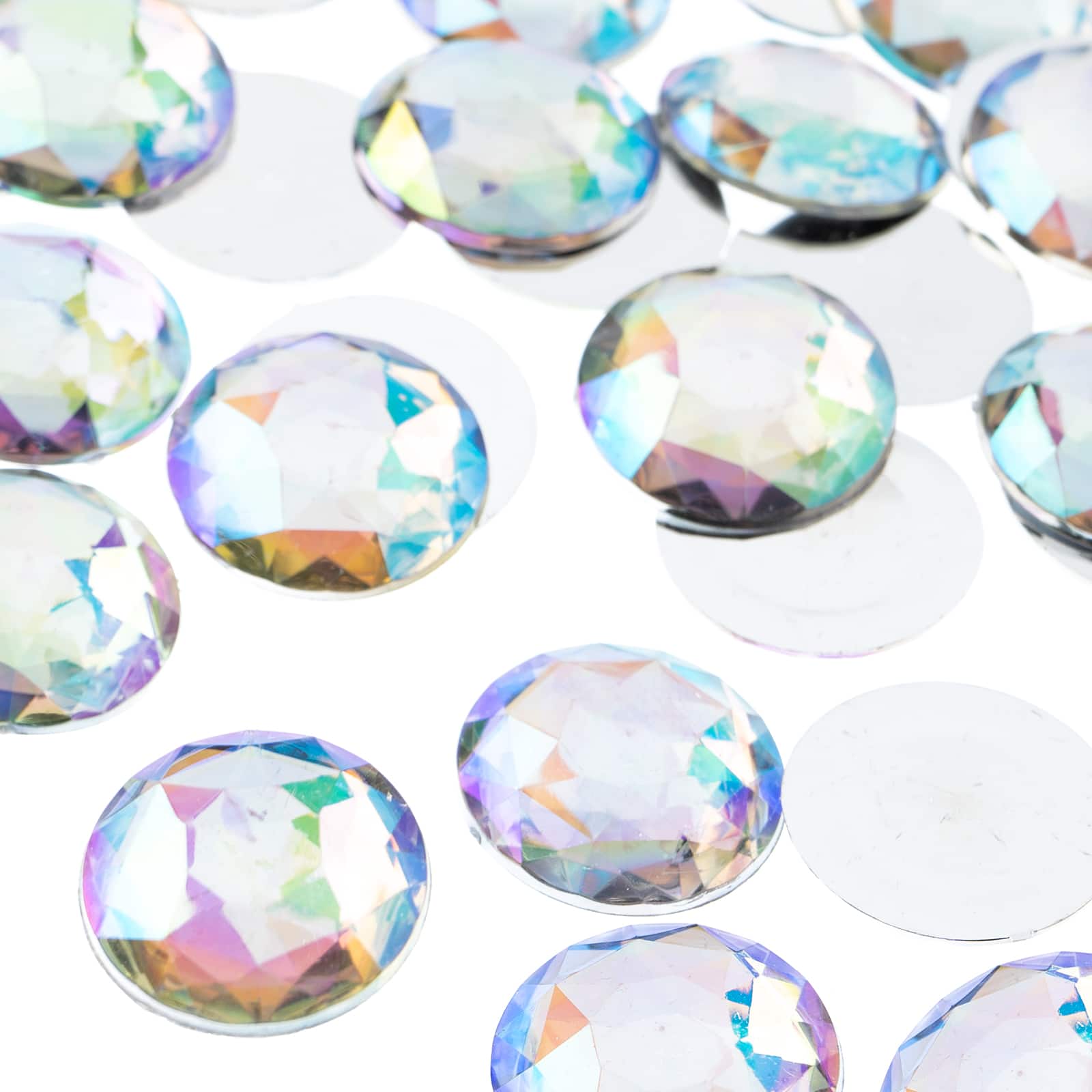 John Bead 25mm AB Acrylic Round Flat Back Rhinestones, 100ct.