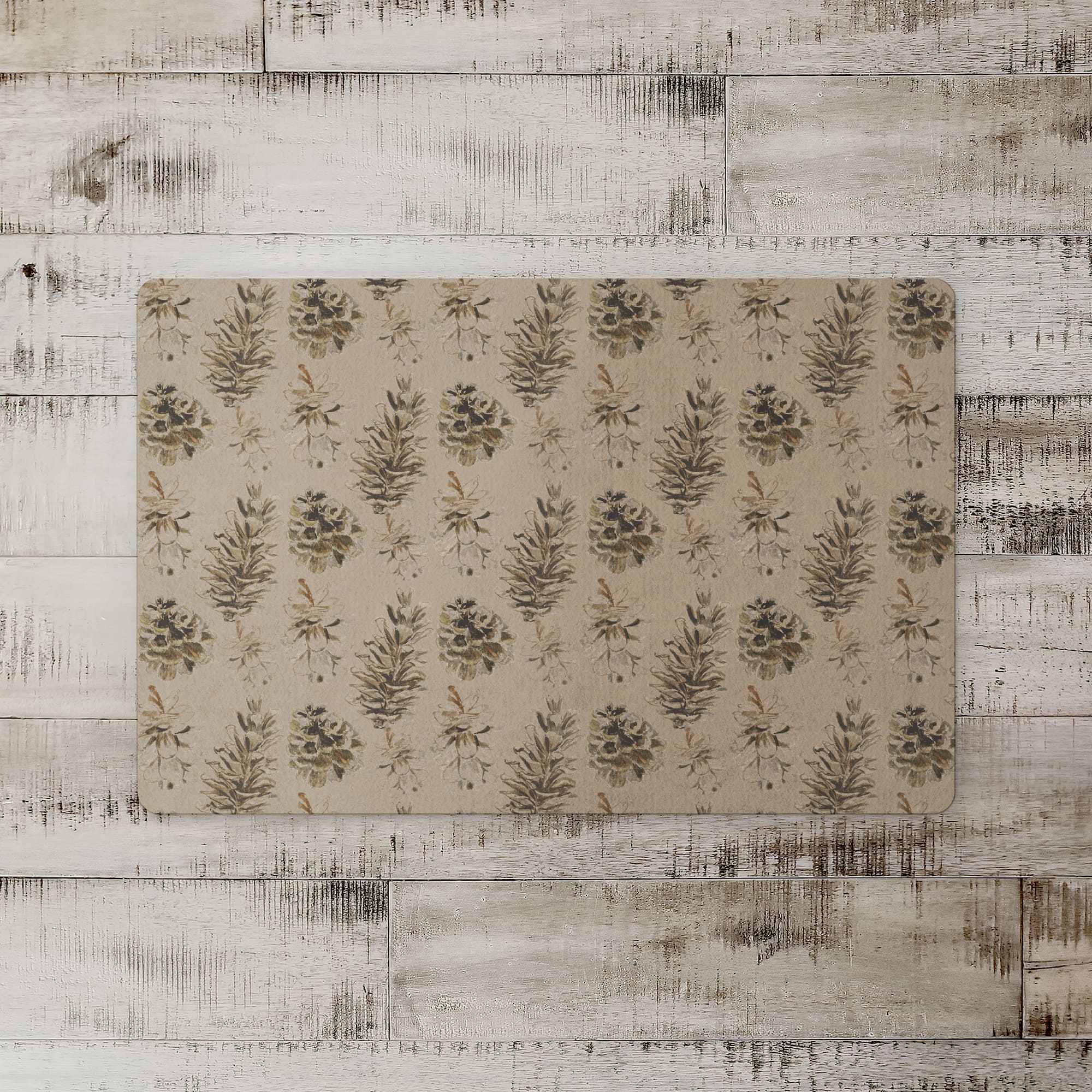 Pinecones on Brown Floor Mat