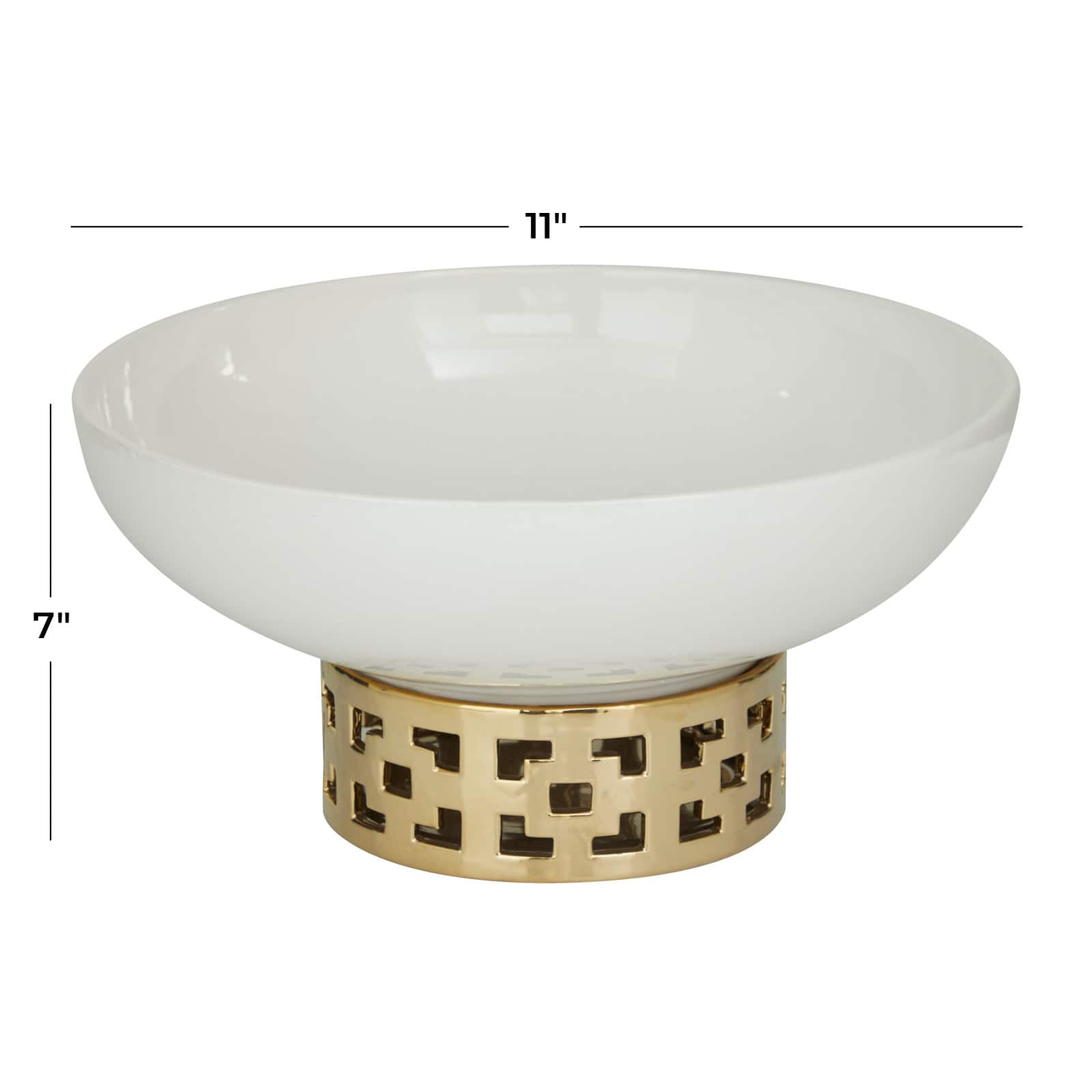 White Stoneware Glam Decorative Bowl, 7" x 11" x 11"