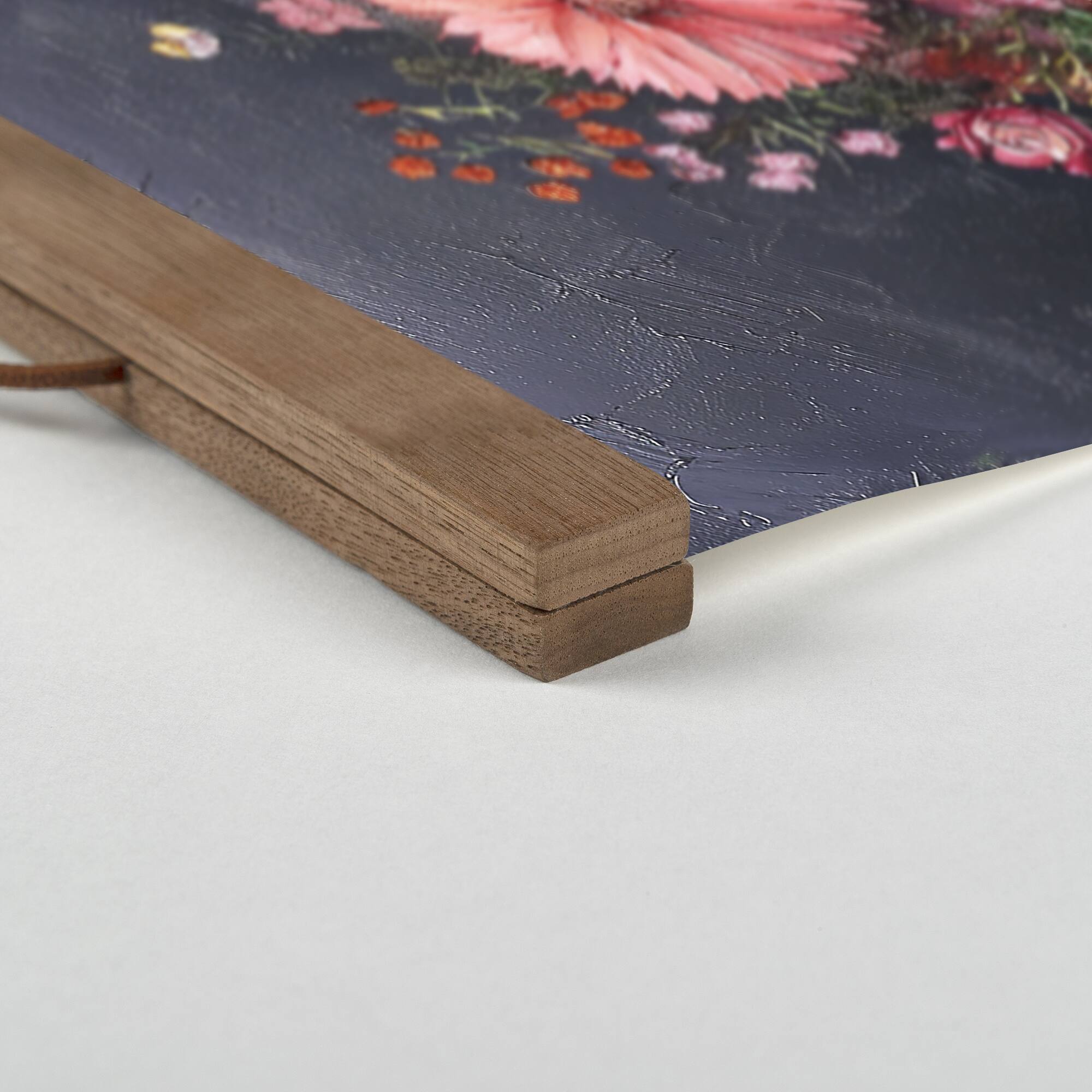 Floral Skull Painting 16" x 16" Teak Hanging Canvas