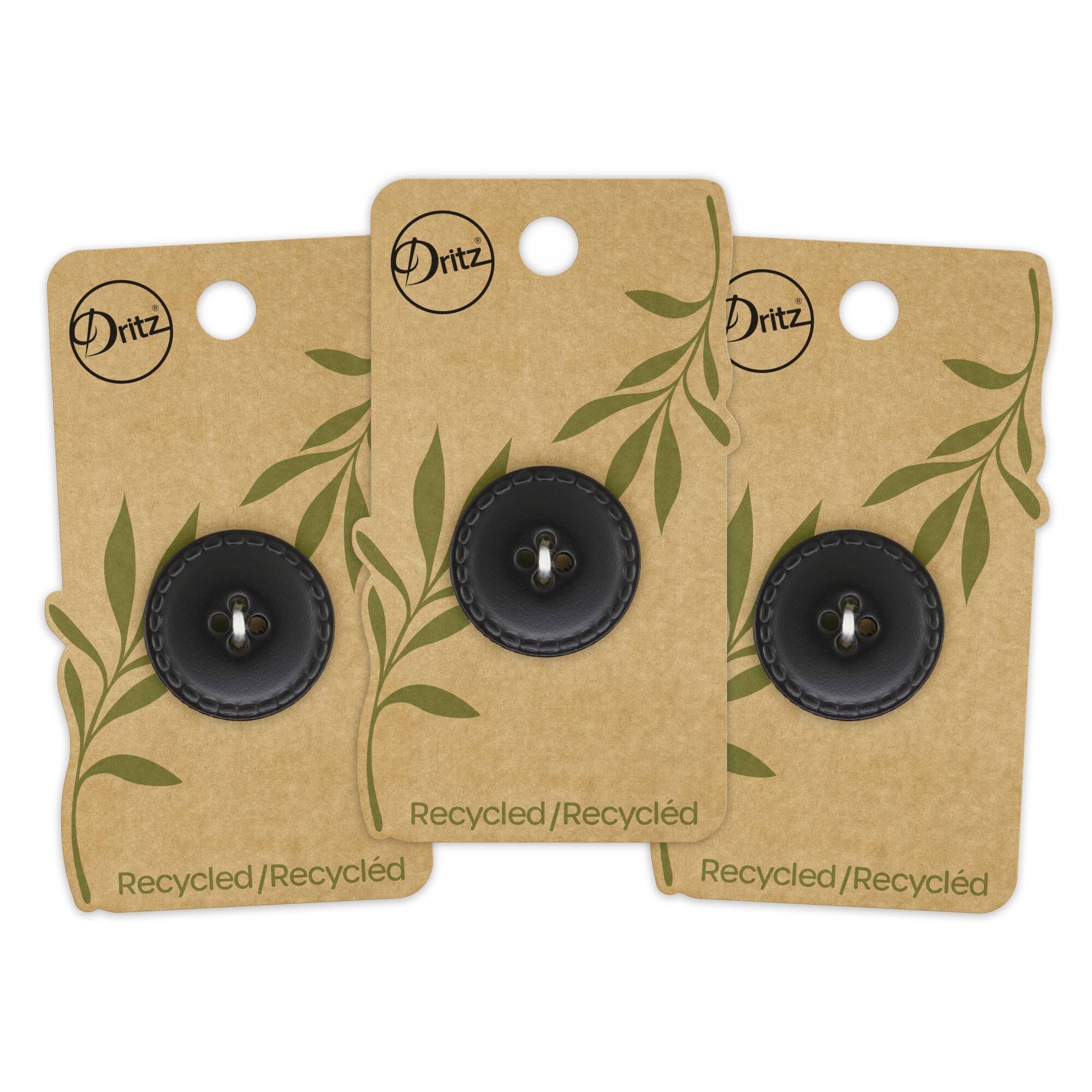 Dritz® 25mm Black Recycled Leather Round Button, 3ct.