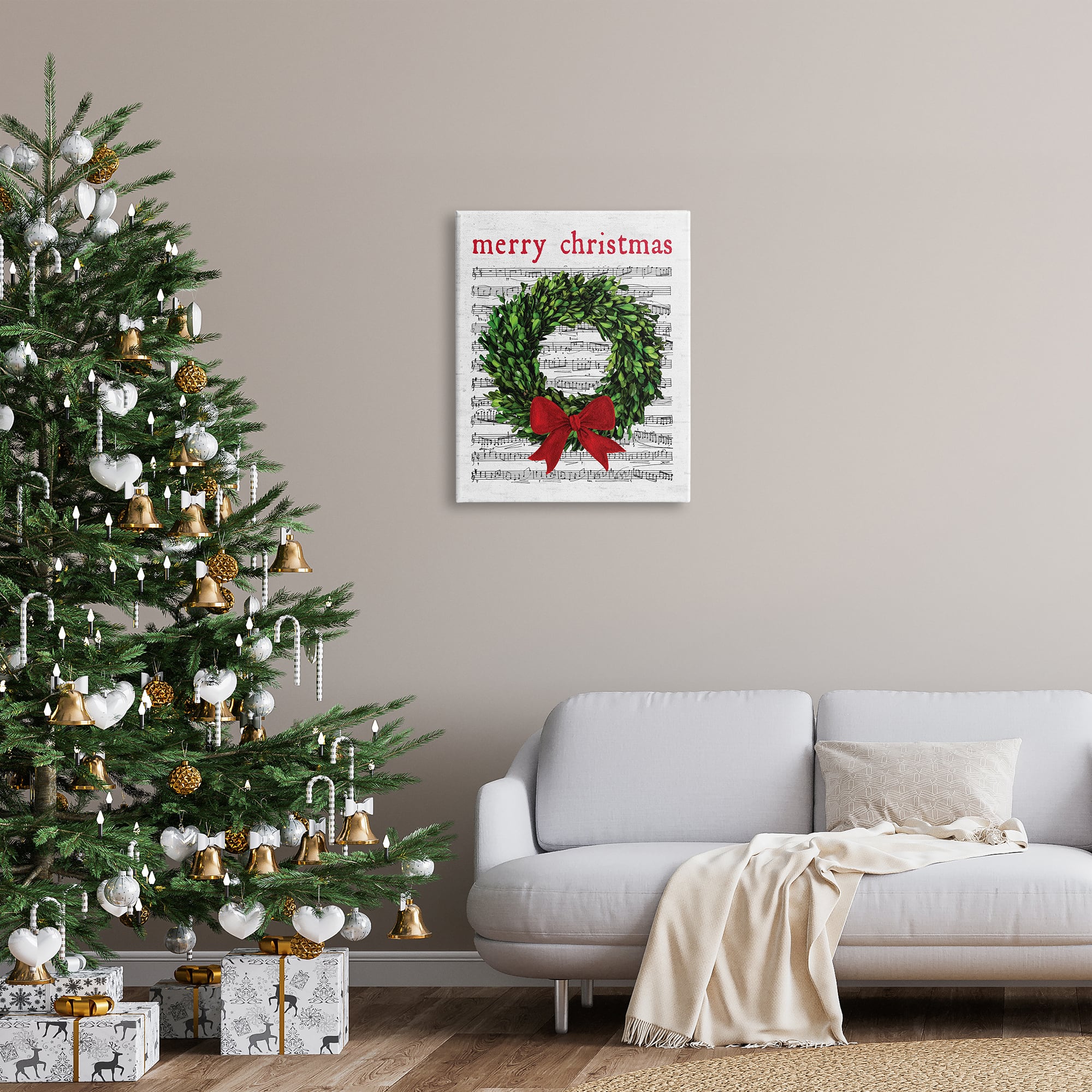 Stupell Industries Merry Christmas Song Wreath Canvas Wall Art
