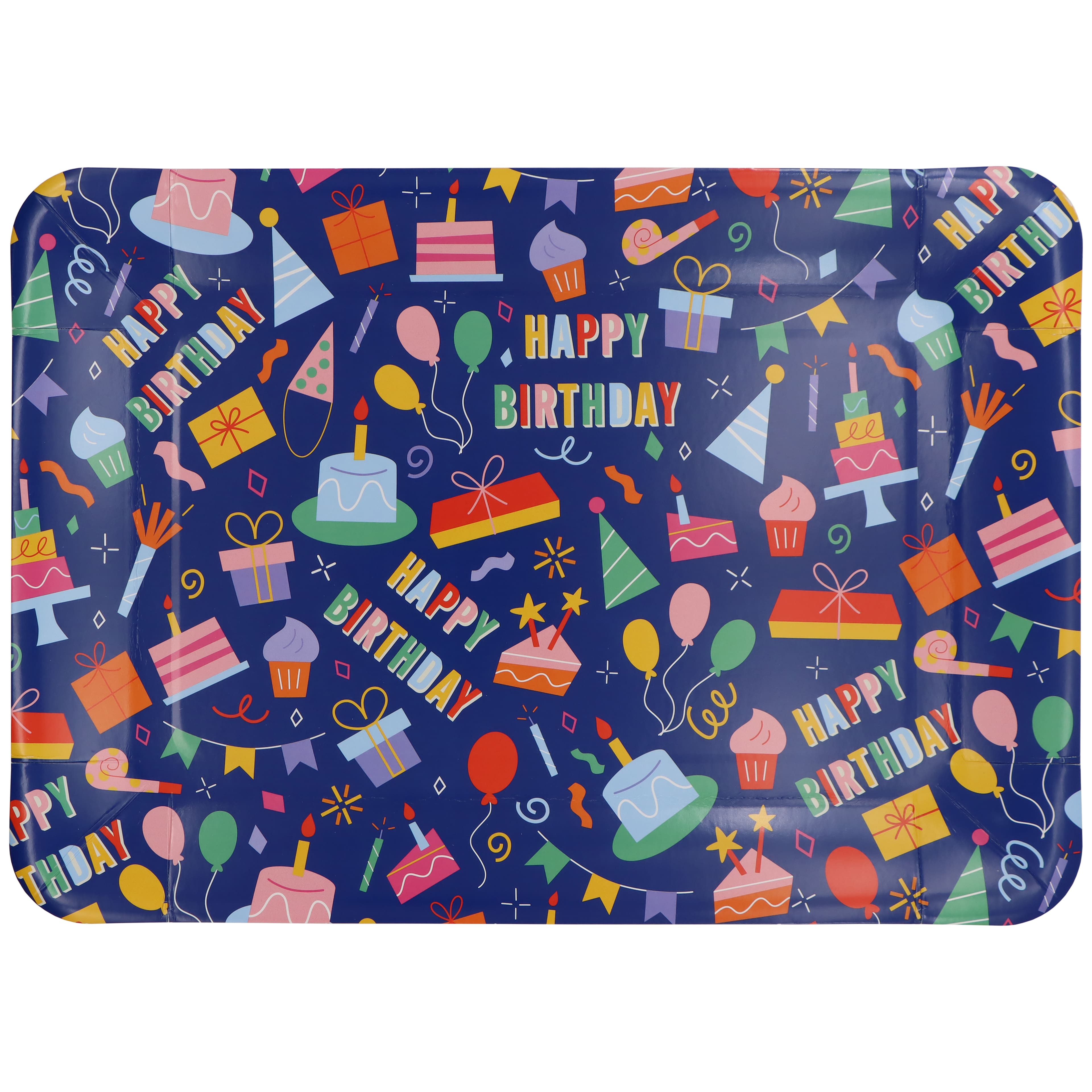 12 Packs: 2 ct. (24 total) 9" x 13" Happy Birthday Blue Paper Serving Trays by Celebrate It™