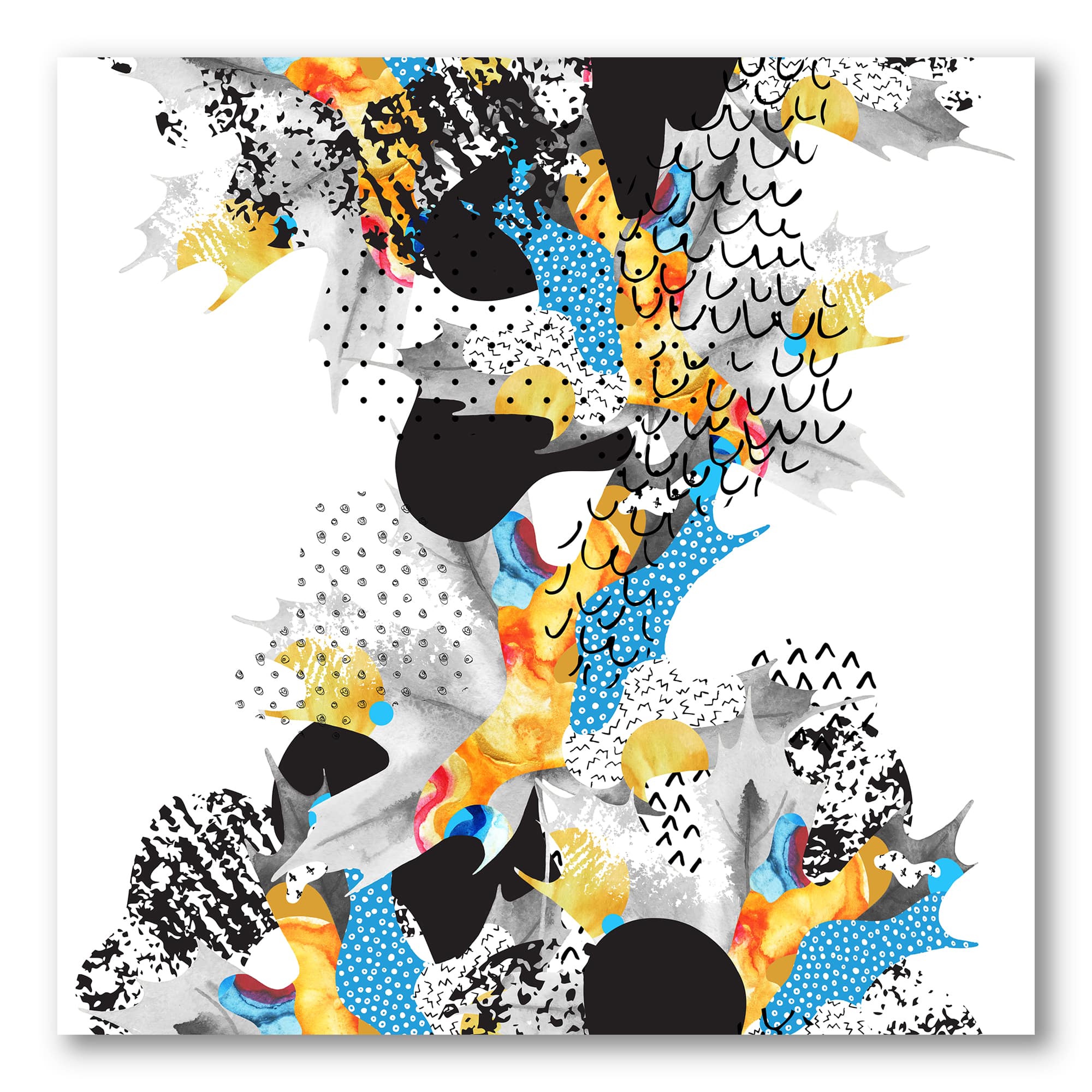 Designart - Minimal Fluid Shapes In Bauhaus Memphis Style - Modern Canvas Wall Art Print