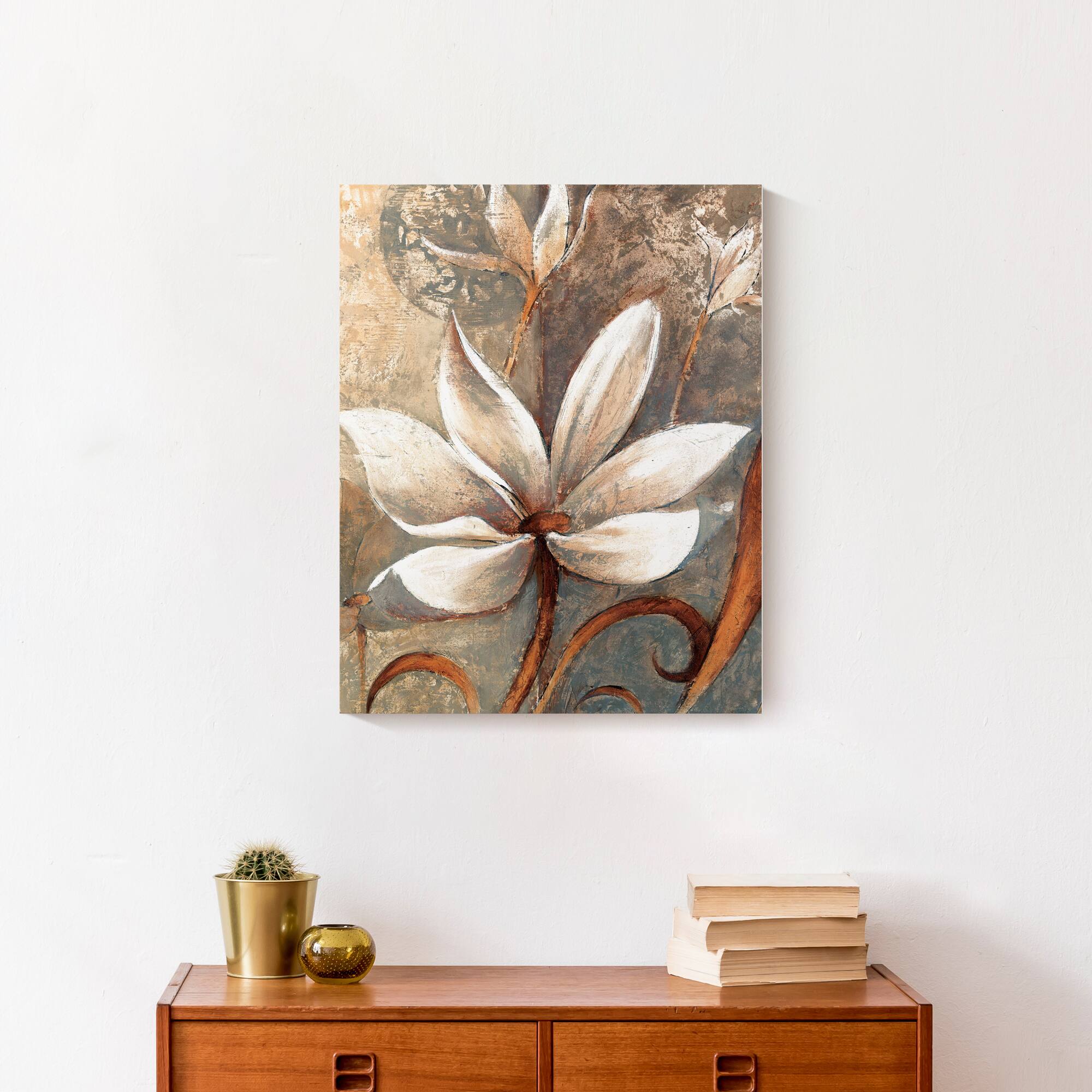 White And Copper Magnolia 16" x 20" Canvas Wall Art