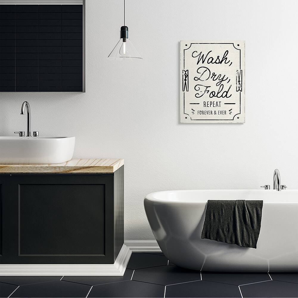Stupell Industries Charming Retro Laundry Wash Dry Fold Repeat Canvas Wall Art