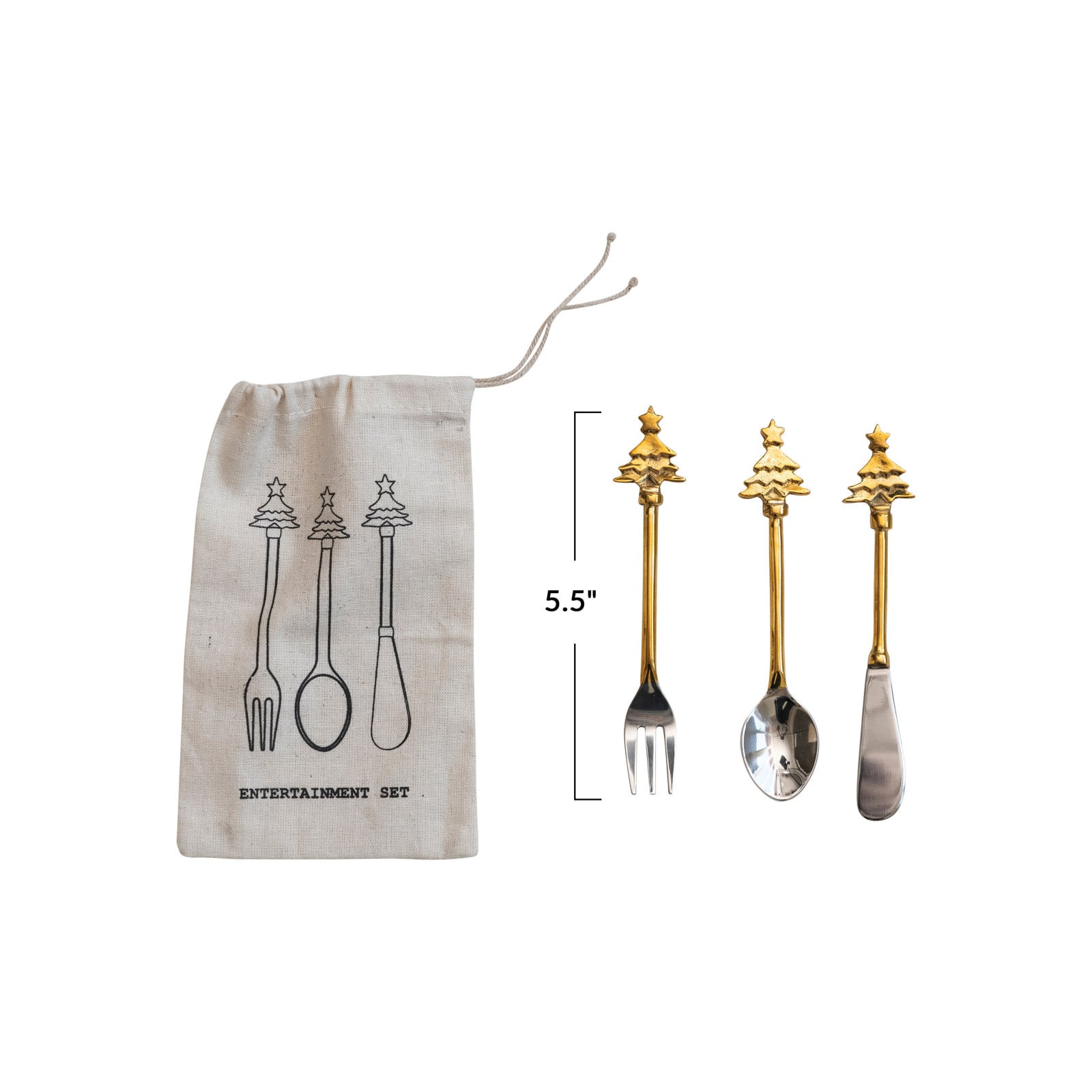 Hello Honey® Silver Christmas Tree Handle Appetizer Utensil Set