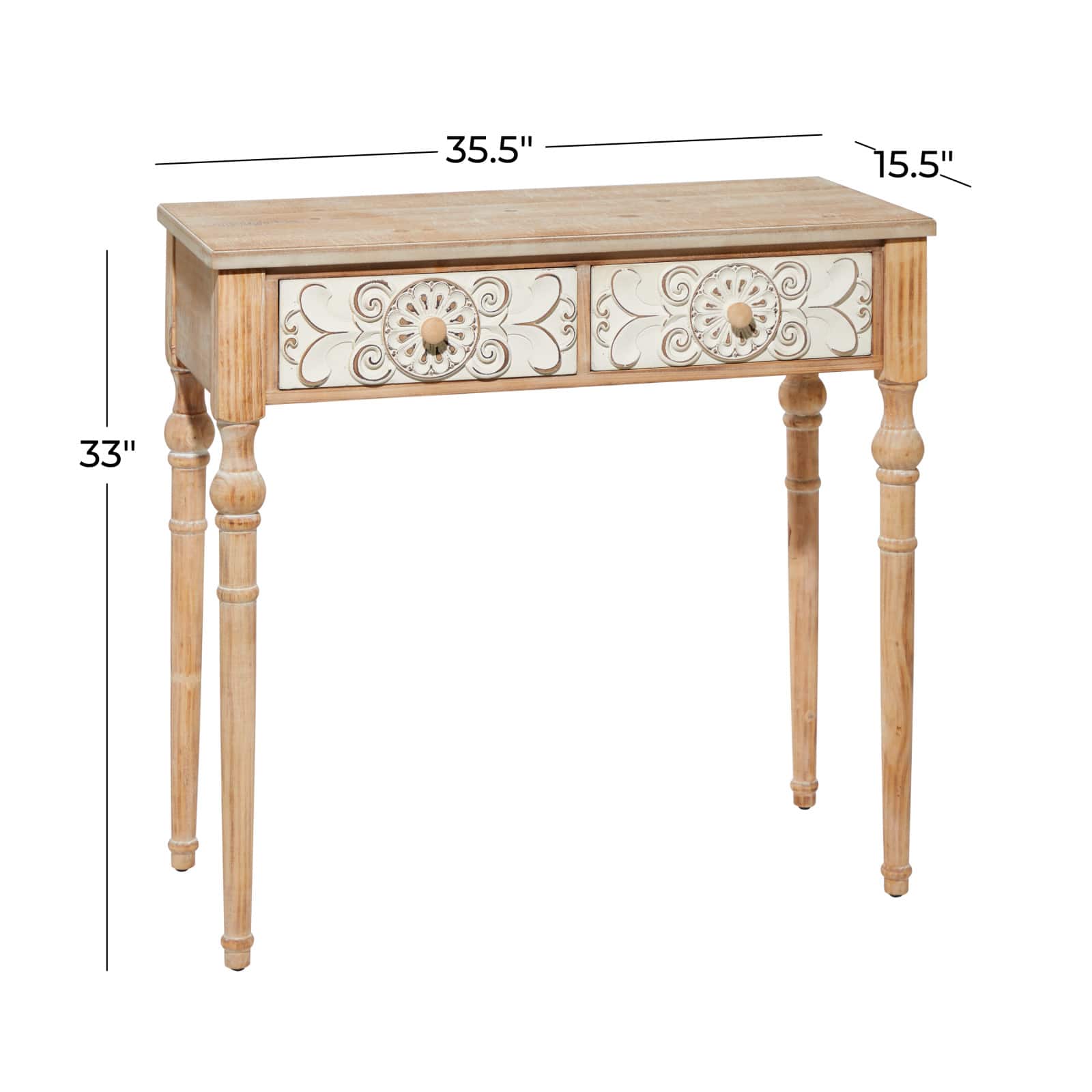 Brown Farmhouse Wood Console Table, 33" x 36"