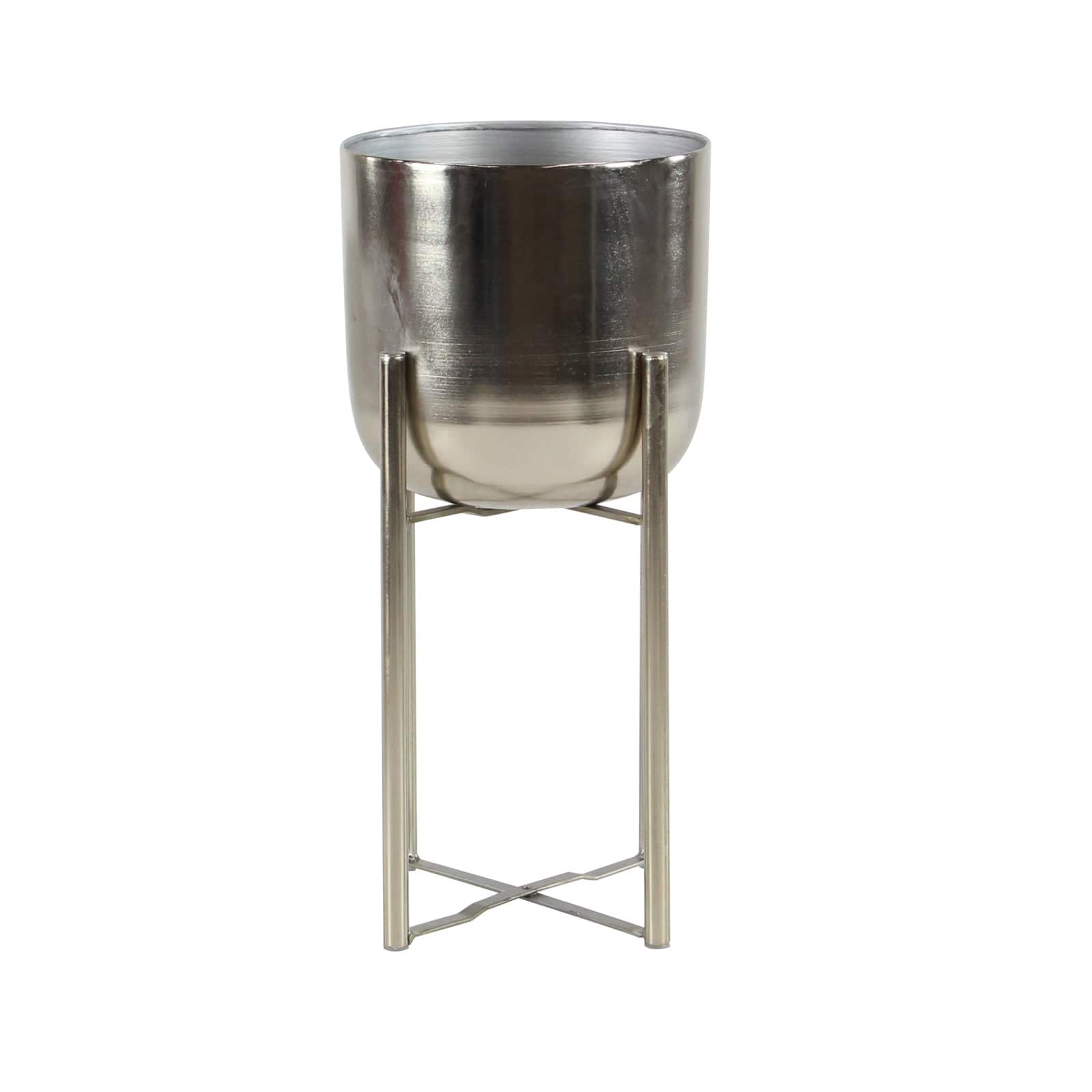Silver Metal Glam Planter Set