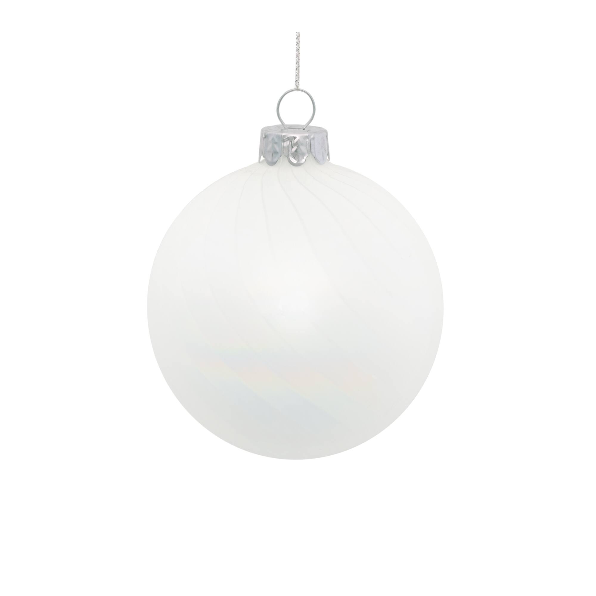 White Iridescent Glass Ball Ornament Set