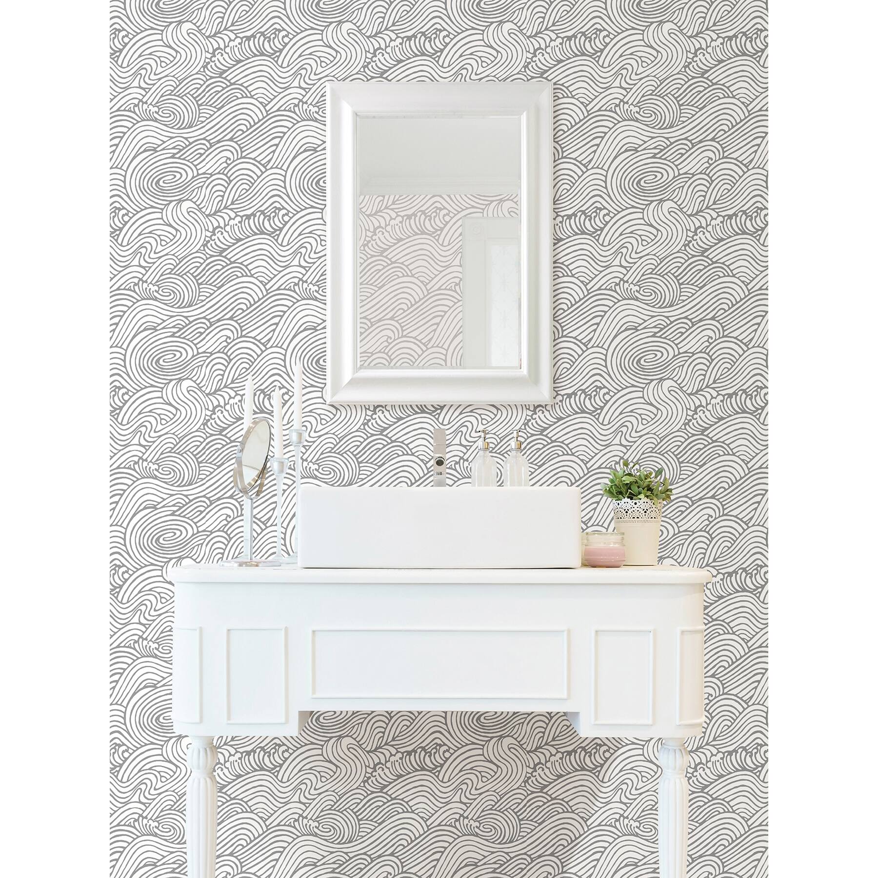 NuWallpaper Gray Saybrook Peel & Stick Wallpaper