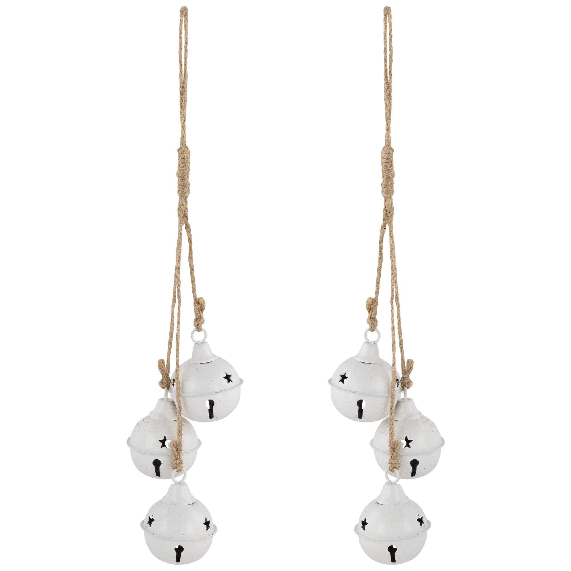 Cascading Christmas Jingle Bell Ornaments - 13.5" - White - Set of 2