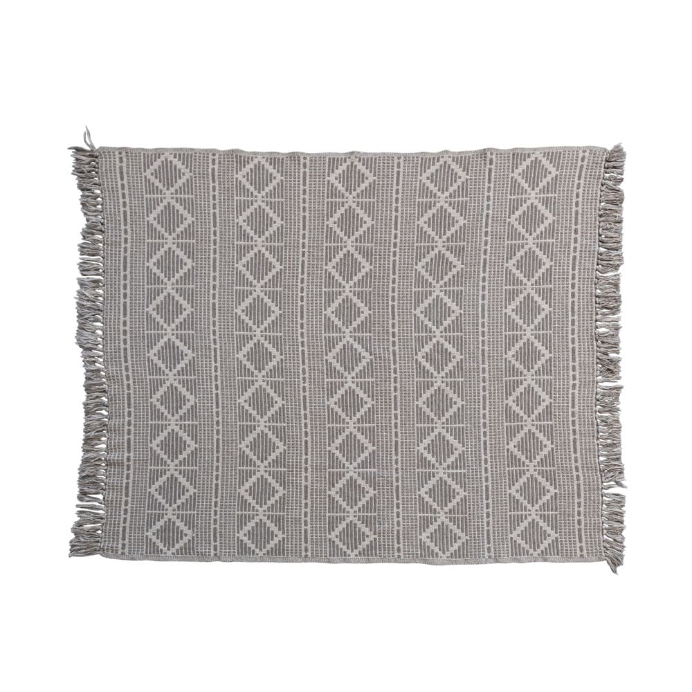 Hello Honey® Gray Recycled Cotton Jacquard Throw Blanket with Fringe