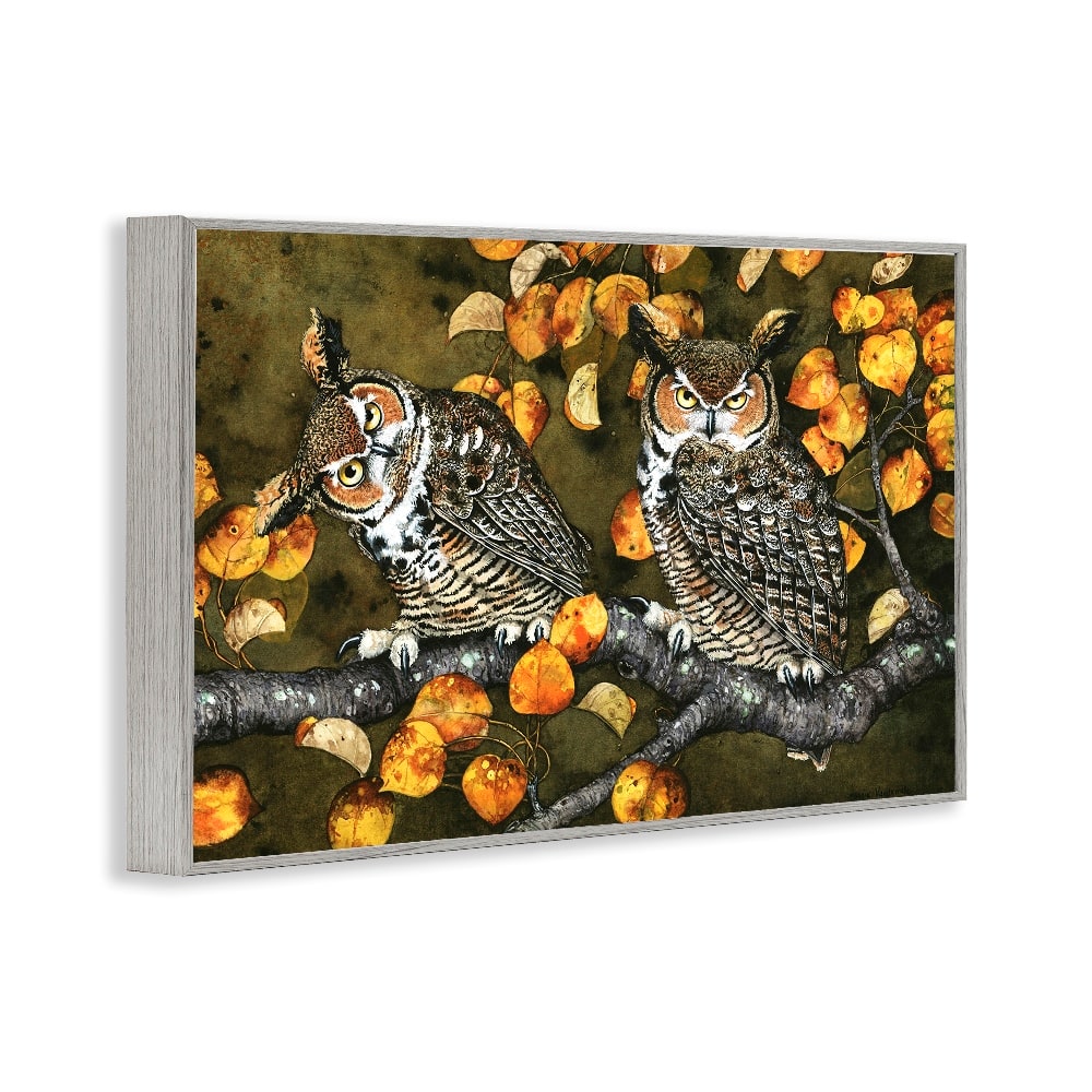 Stupell Industries Inquisitor Owls Autumn Branch Framed Giclee Art