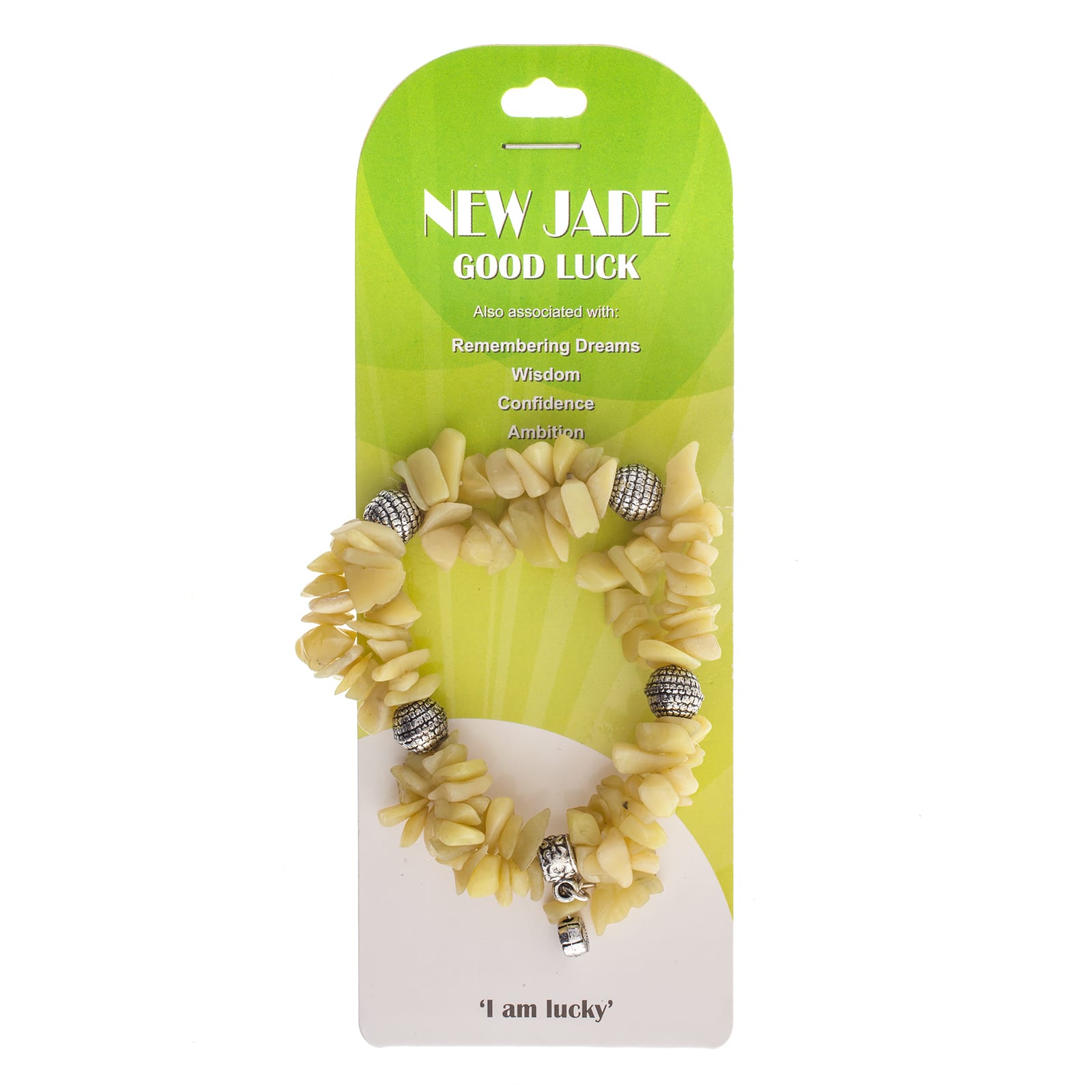 John Bead New Jade Green Natural Stone 2-Strand Bracelet with Butterfly Charm