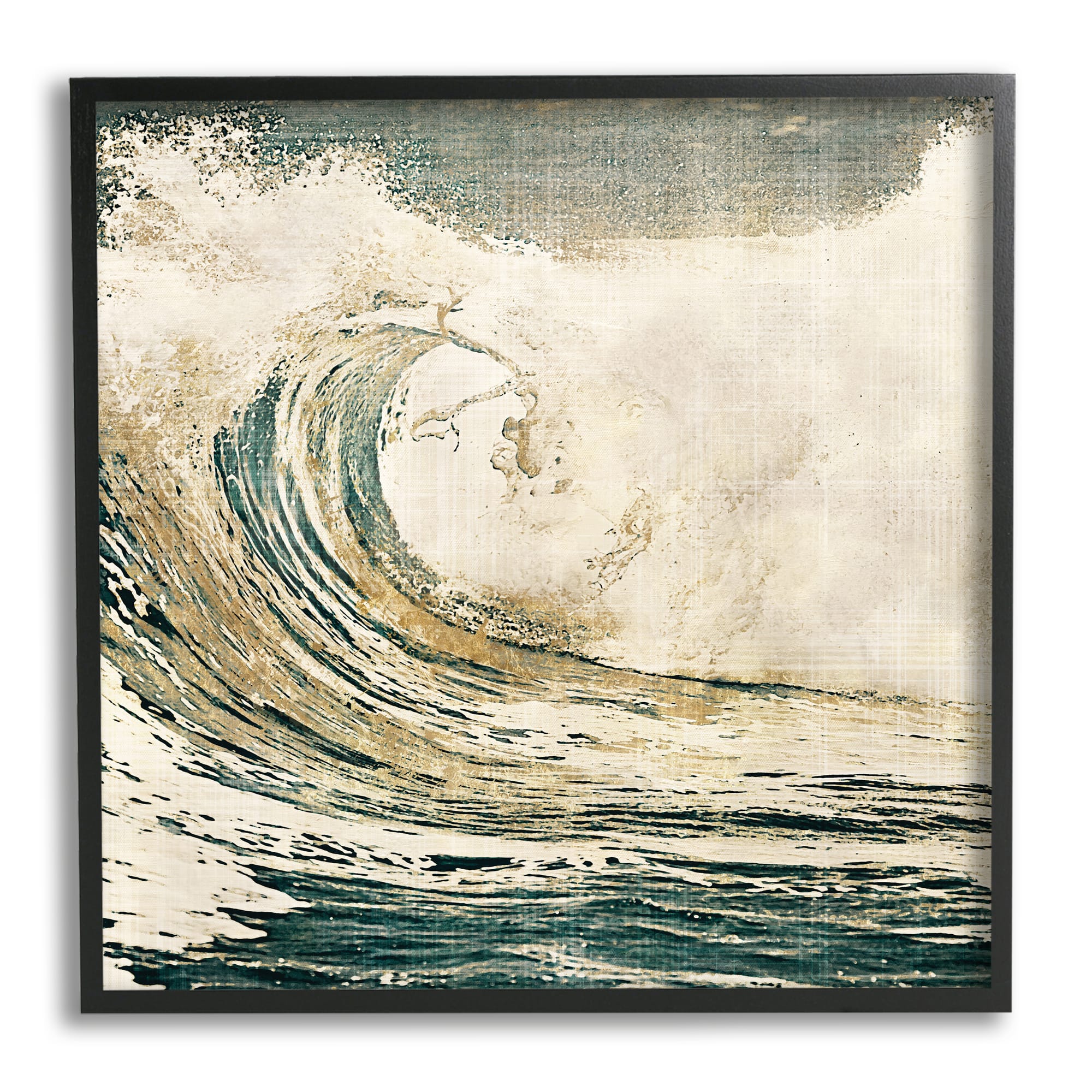 Stupell Industries Vintage Tidal Wave White Crest Nautical Water in Frame Wall Art