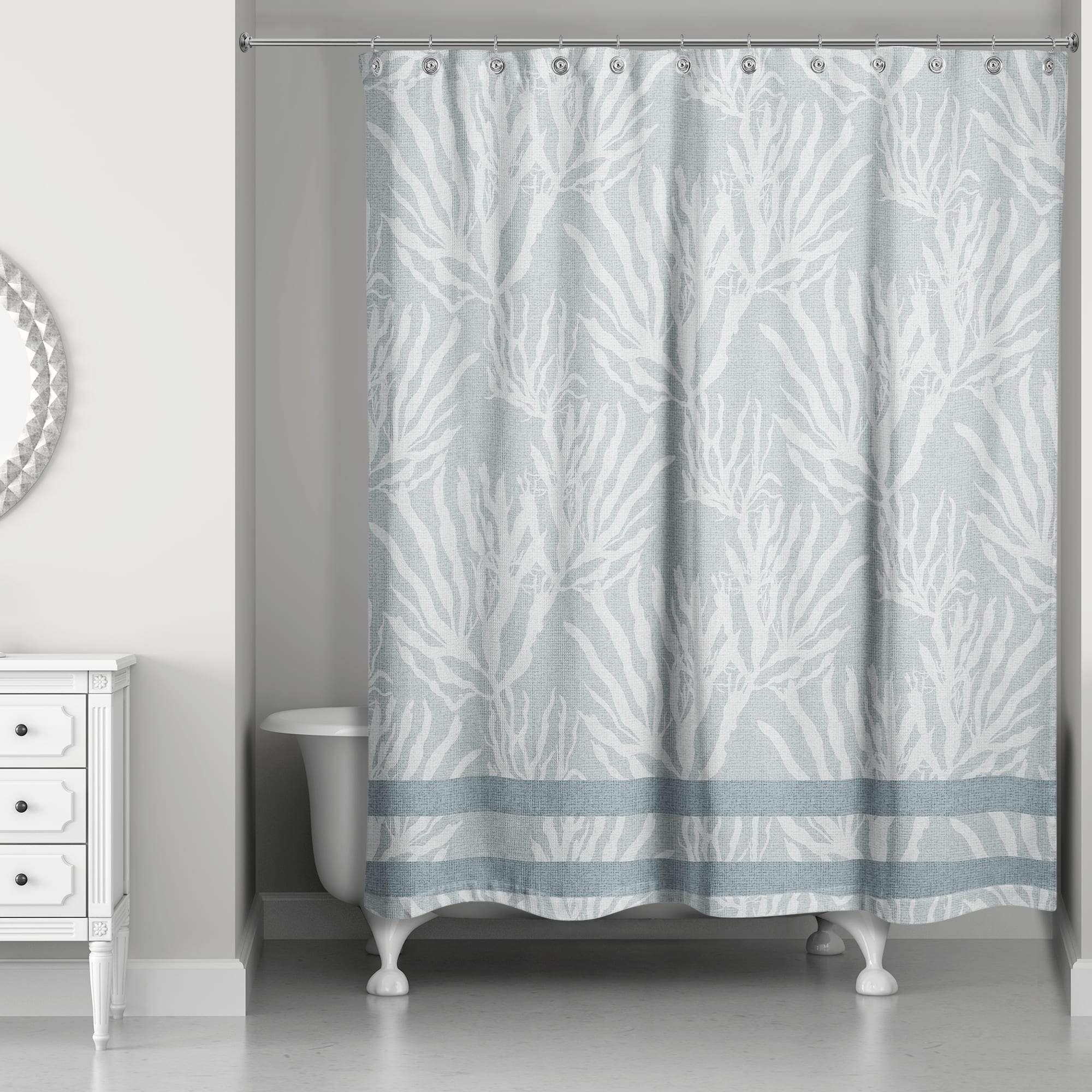 Coral & Stripe Shower Curtain