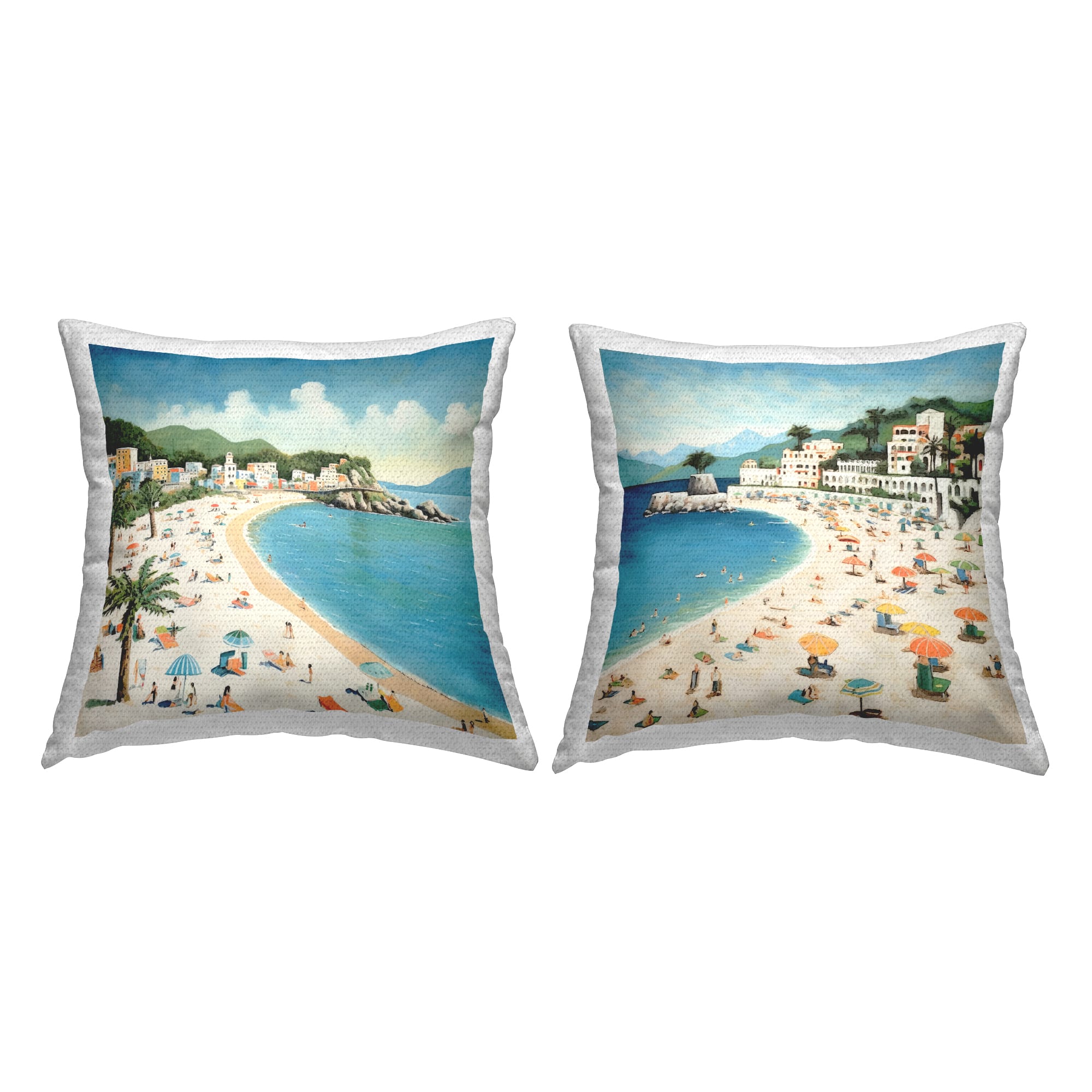 Stupell Industries 18" x 18" Tropical Beach Water Inlet Outdoor Print Throw Pillow Set