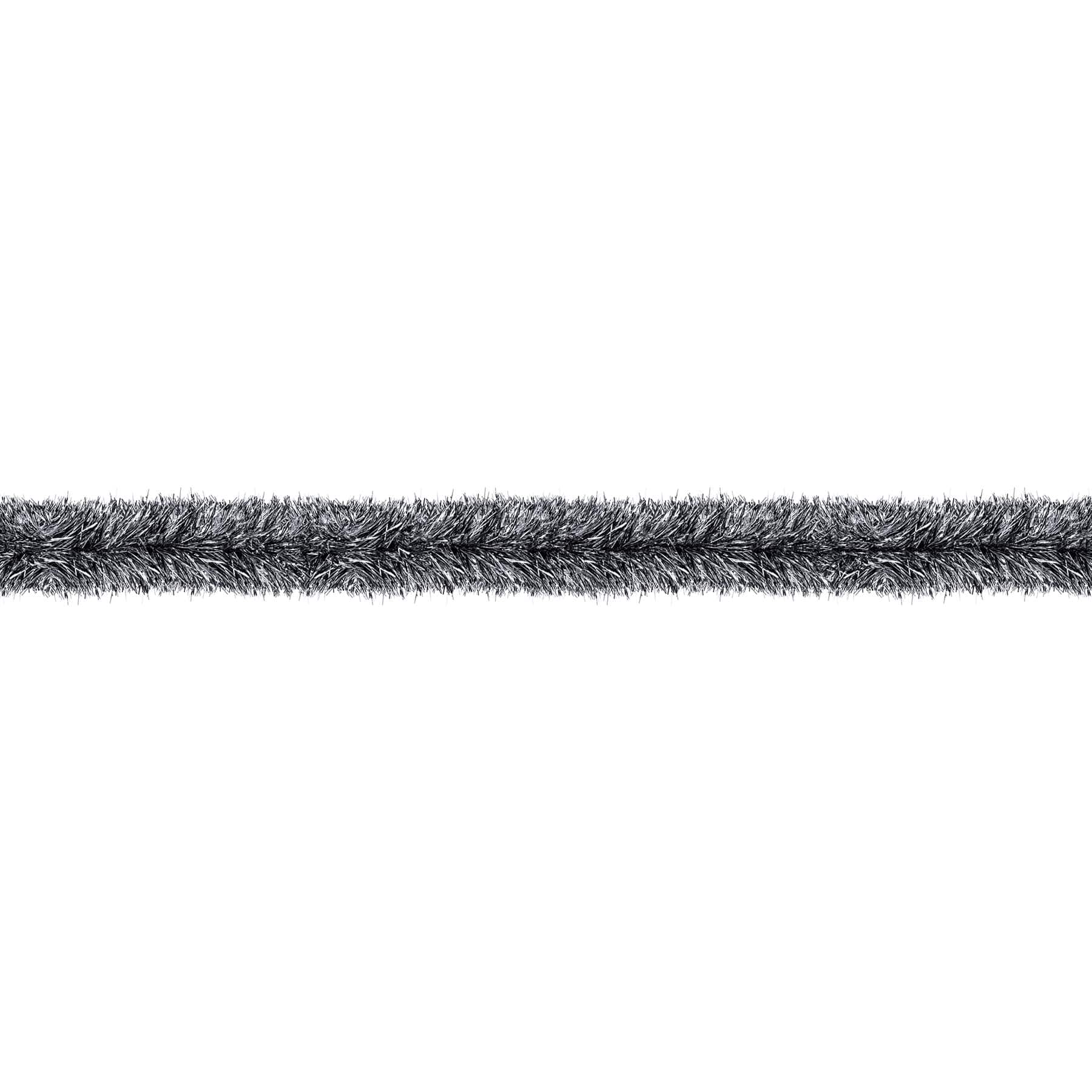 Beistle 15ft. Black & Silver Metallic Tinsel Garland