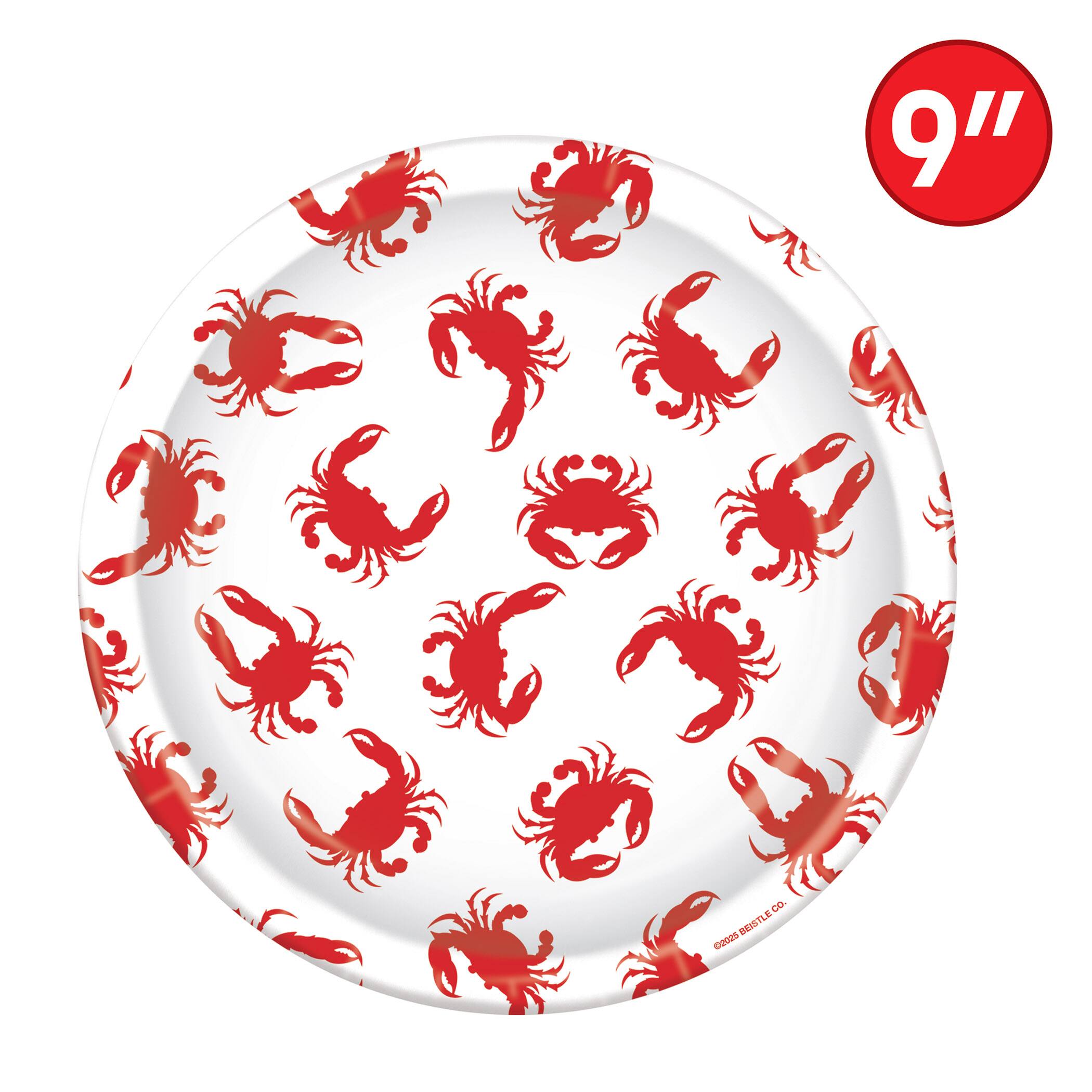 Beistle 9" White & Red Crab Plates, 16ct.