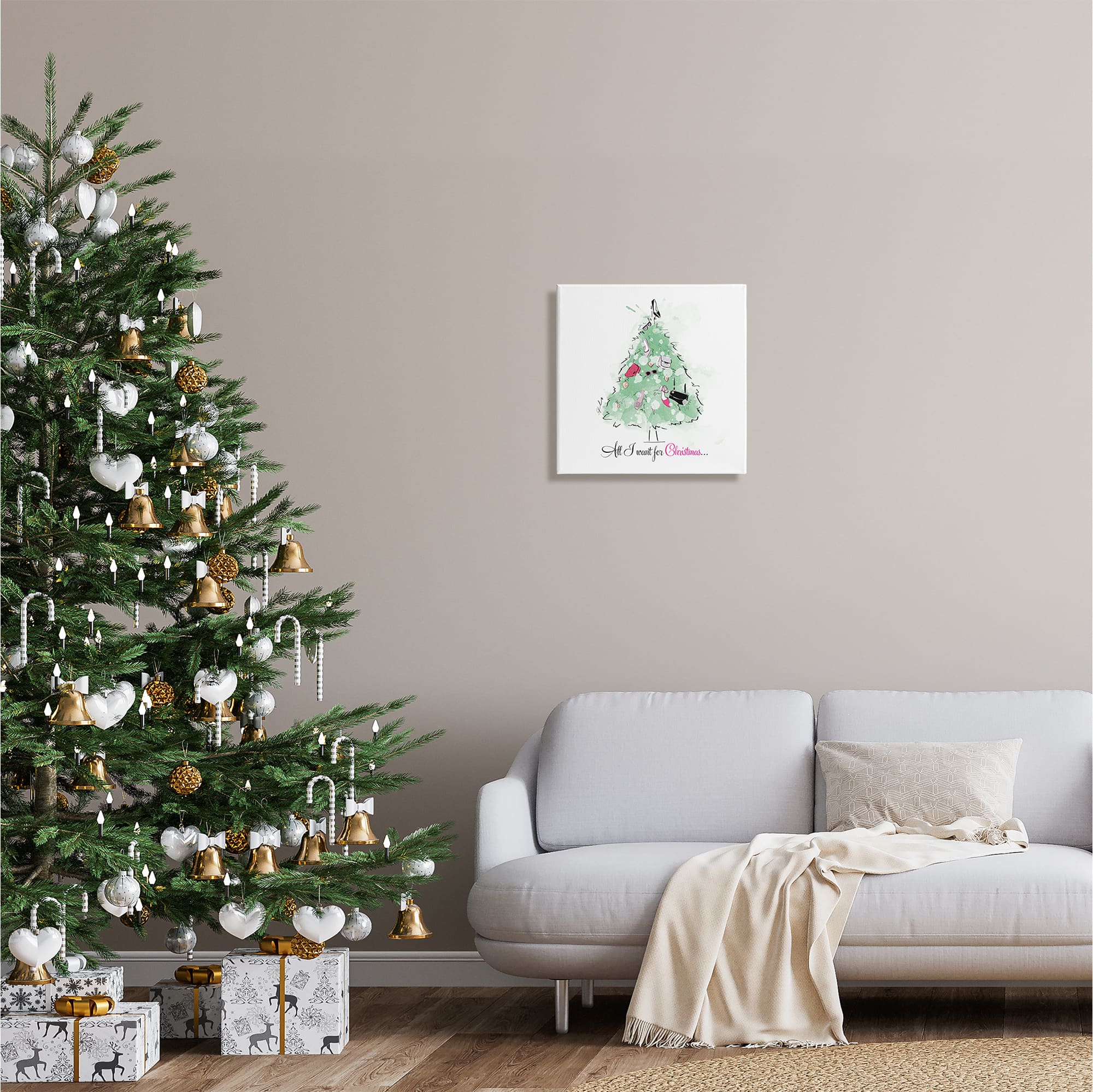 Stupell Industries All I want For Christmas Fashion Canvas Wall Art
