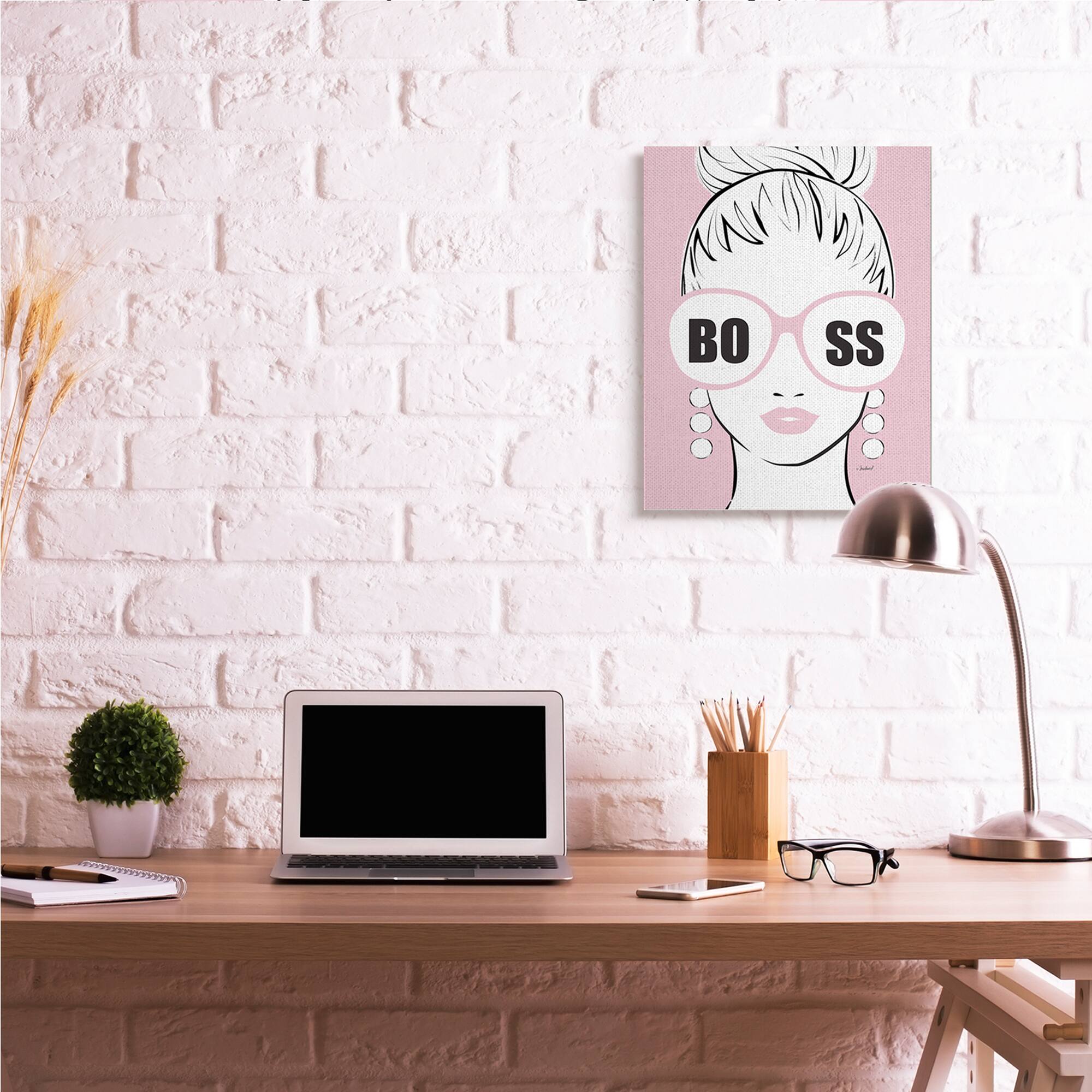 Stupell Industries Boss Phrase Sunglasses Glam Female Pink Fashion Canvas Wall Art