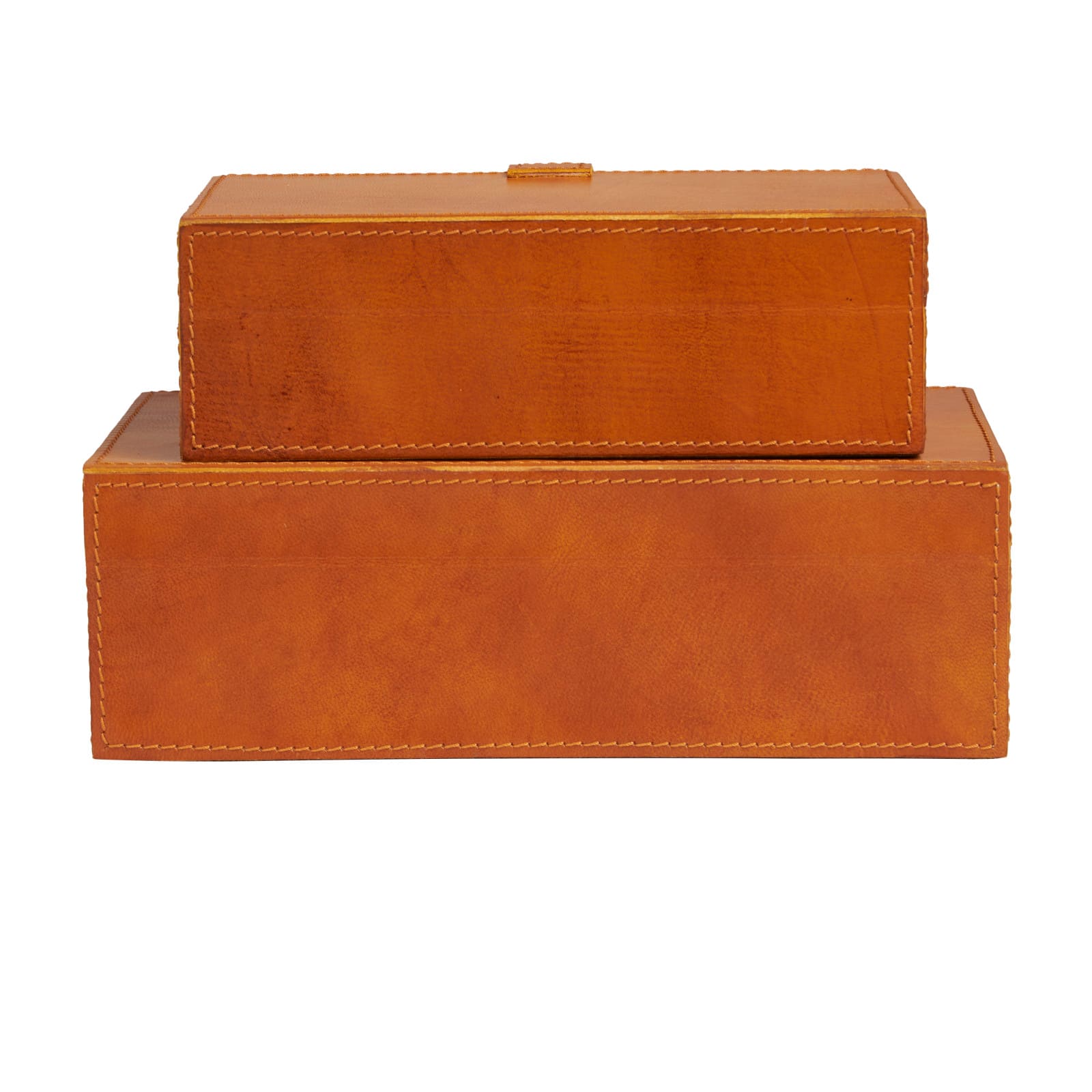 Brown Leather Storage Box Set