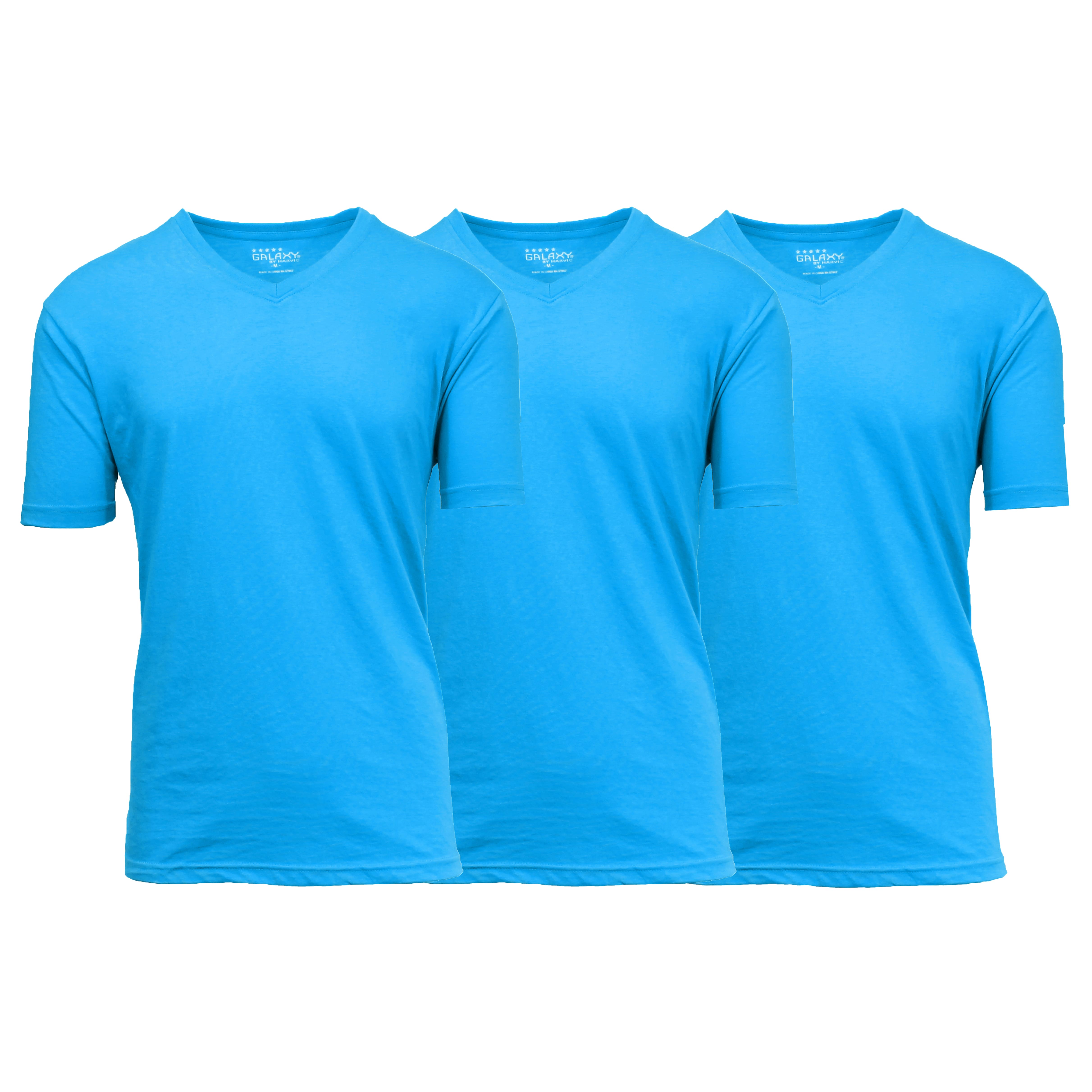 Galaxy by Harvic Men's Short Sleeve V-Neck T-Shirt 3 Pack