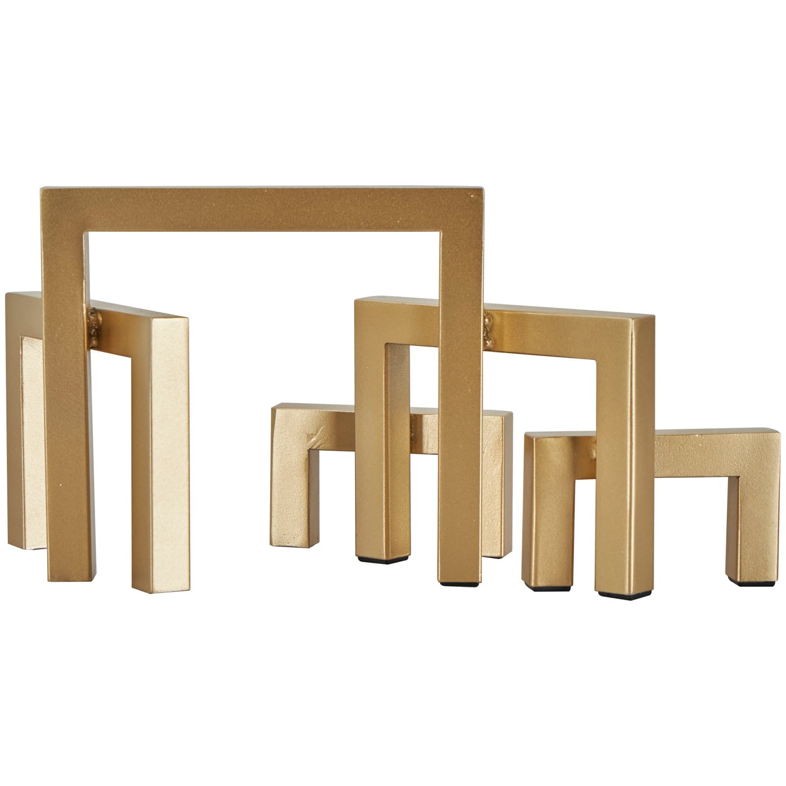 13" Gold Metal Geometric Abstract Square Arched Sculpture