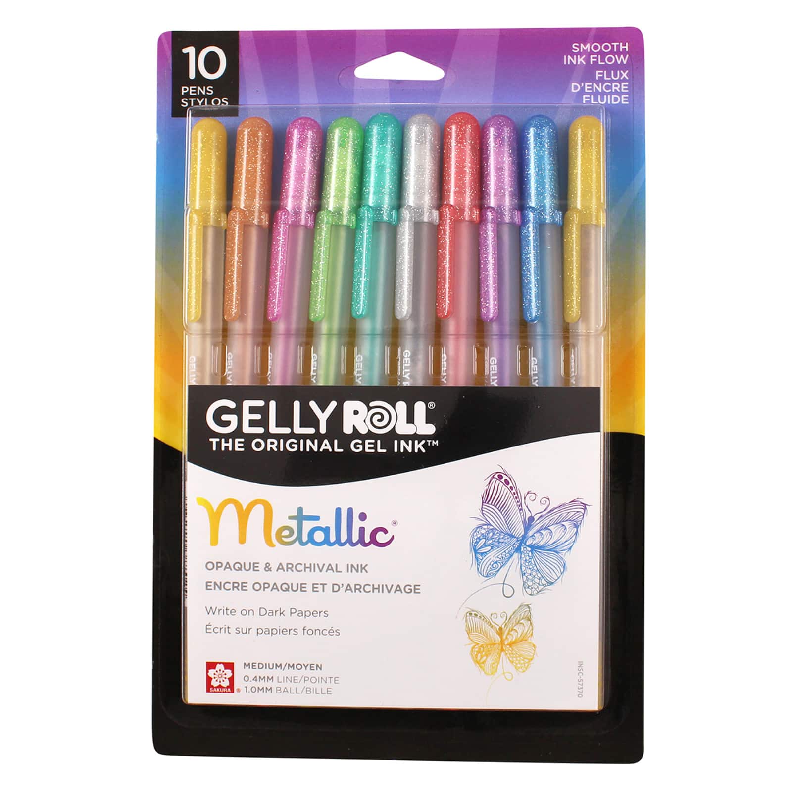 Sakura Gelly Roll Pen Set, 10-Colors, Dark Metallic