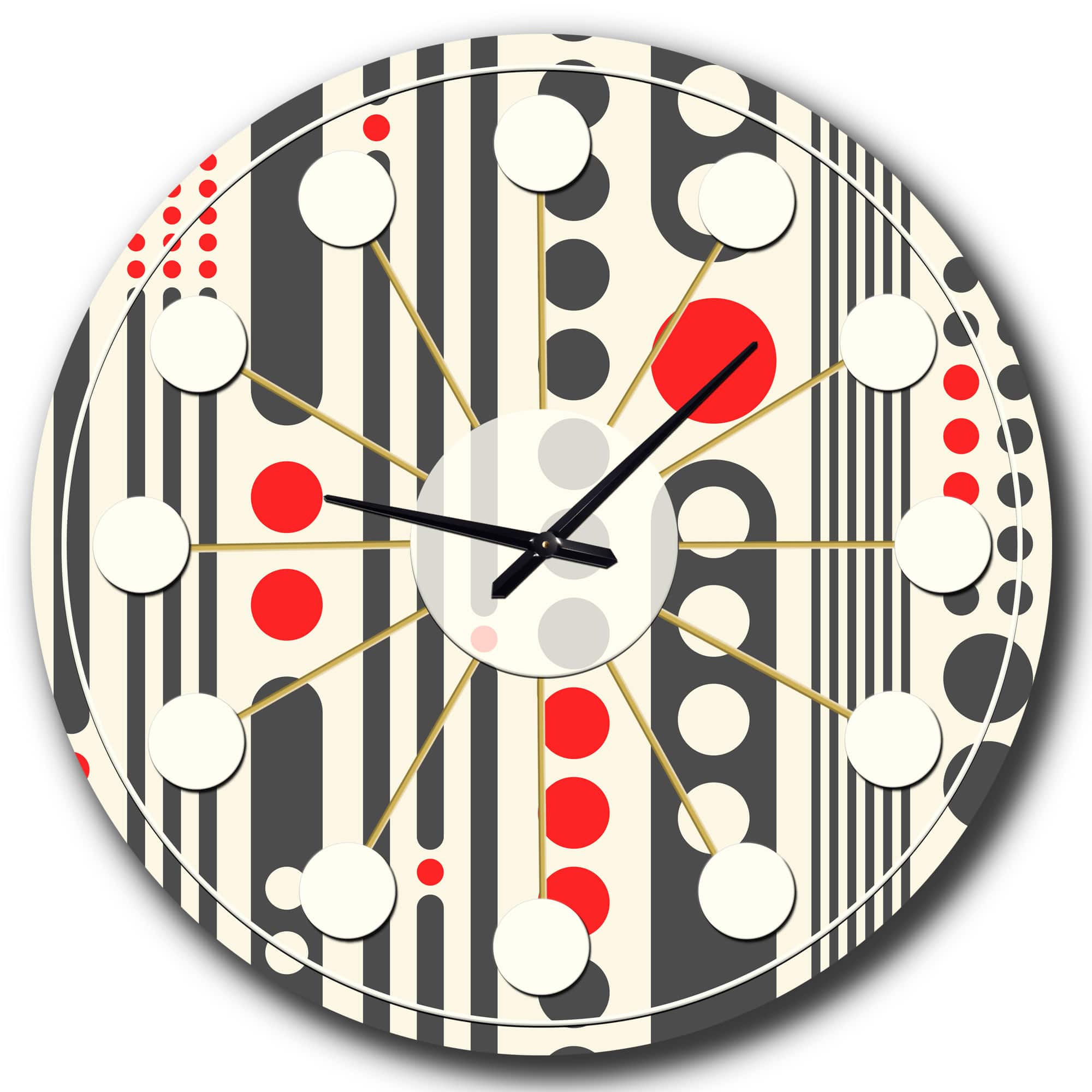 Designart 'Retro Geometrical Abstract Minimal Pattern Ii Mid-Century Modern Wall Clock