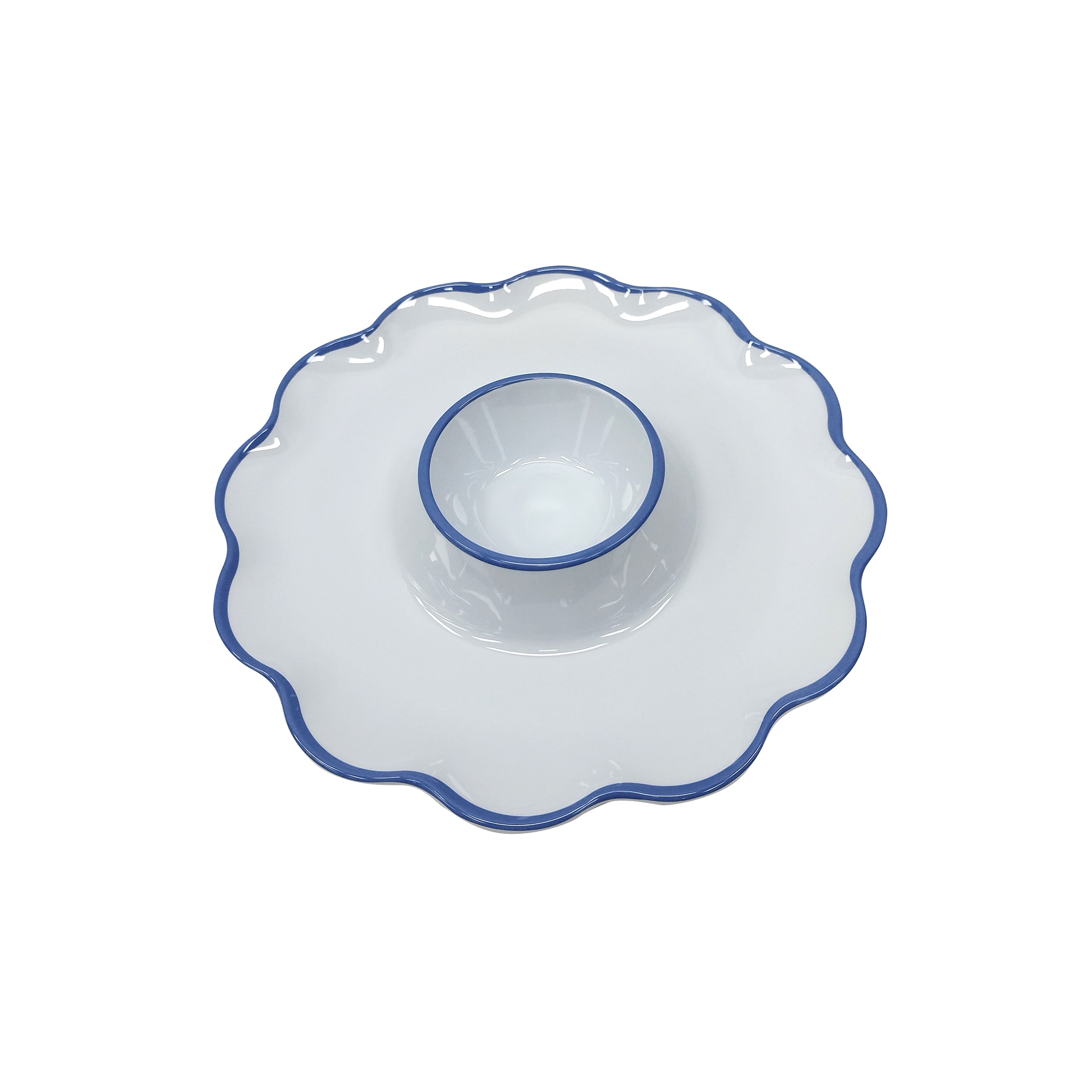 Next Chapter 12" White & Blue Melamine Chip & Dip Set by Celebrate It™