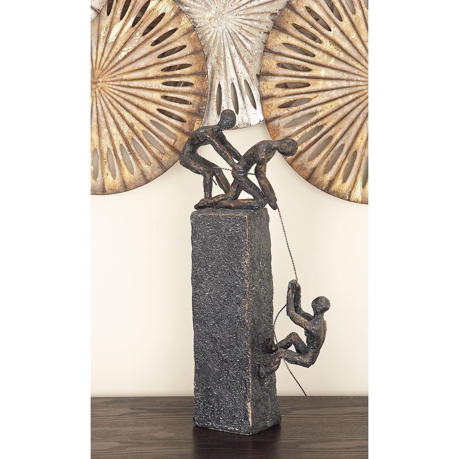 Grey Polystone Sculpture, Rock Climber 17" x 7" x 3"