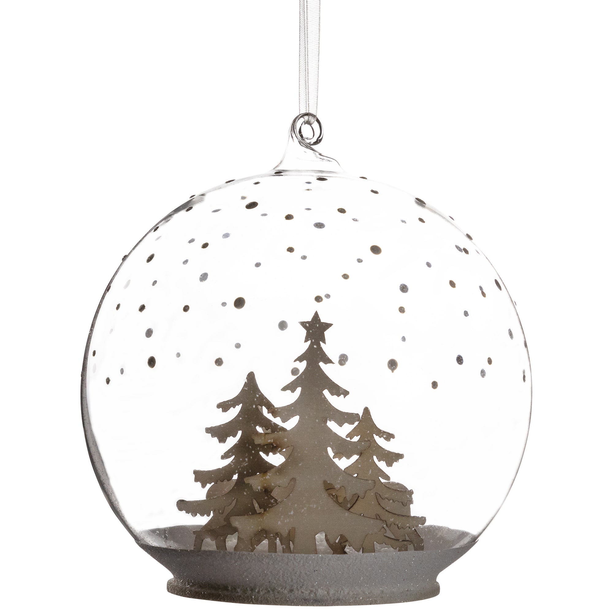 Deer Family in Snow Glass Globe Christmas Ornament  - 4.75"
