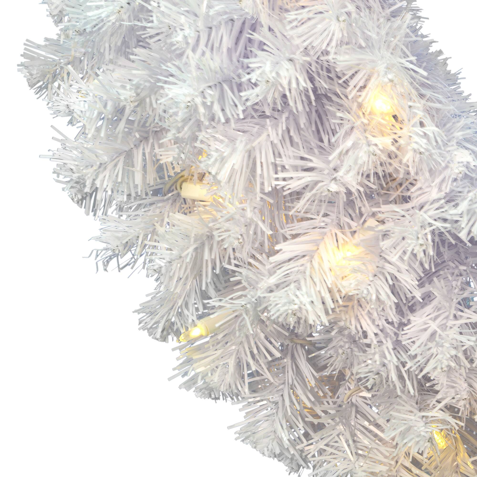 24" Warm White LED Crystal White Spruce Wreath
