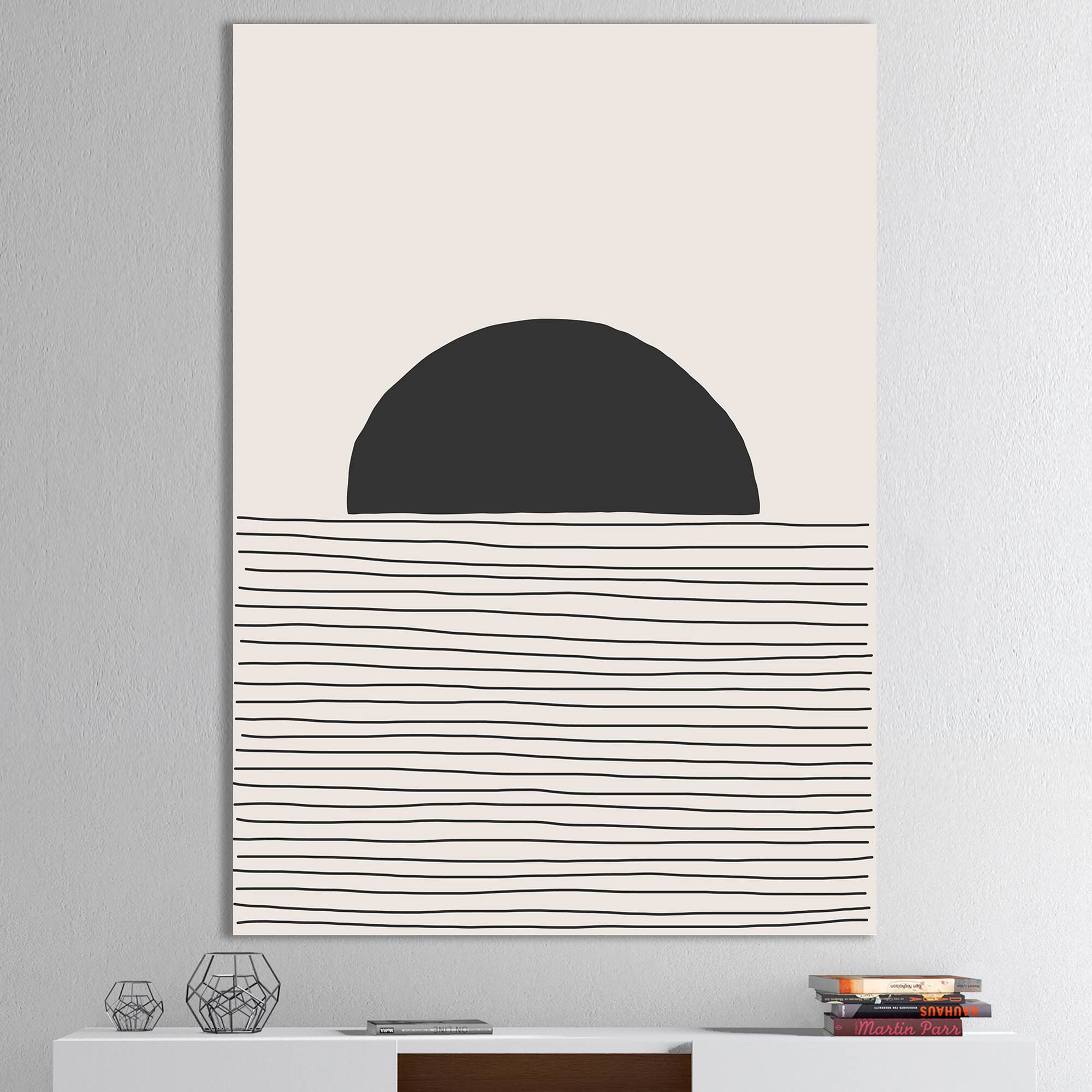 Designart - Minimal Geometric Lines And Circle V - Modern Canvas Wall Art Print