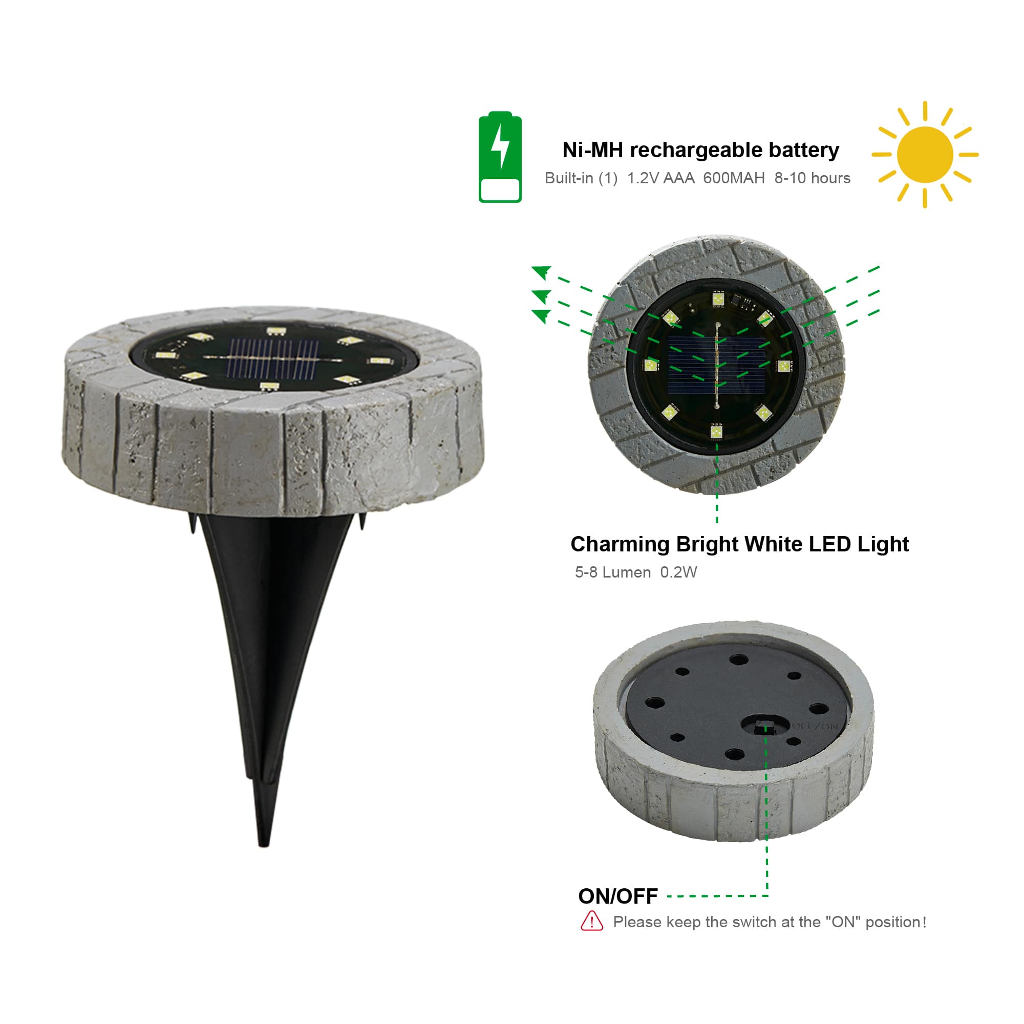 Glitzhome® 5.25" Solar Powered Disk Outdoor Pathway Lights, 4ct.